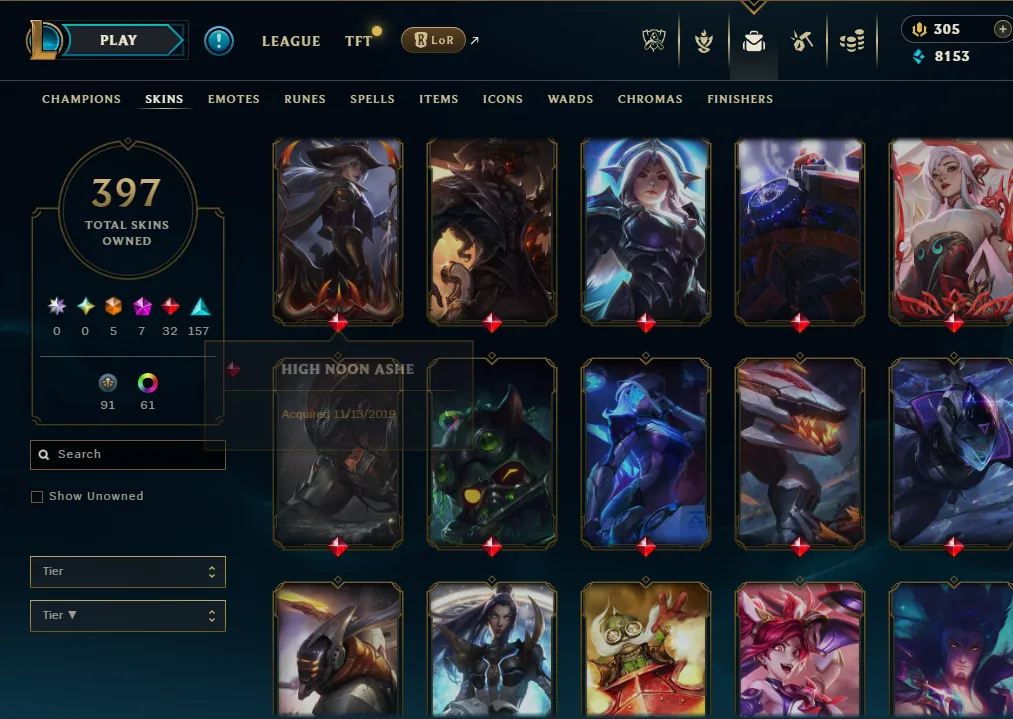 👑(EUW) PLATINUM III (100% WR, HIGH ELO) 🚀397 SKIN