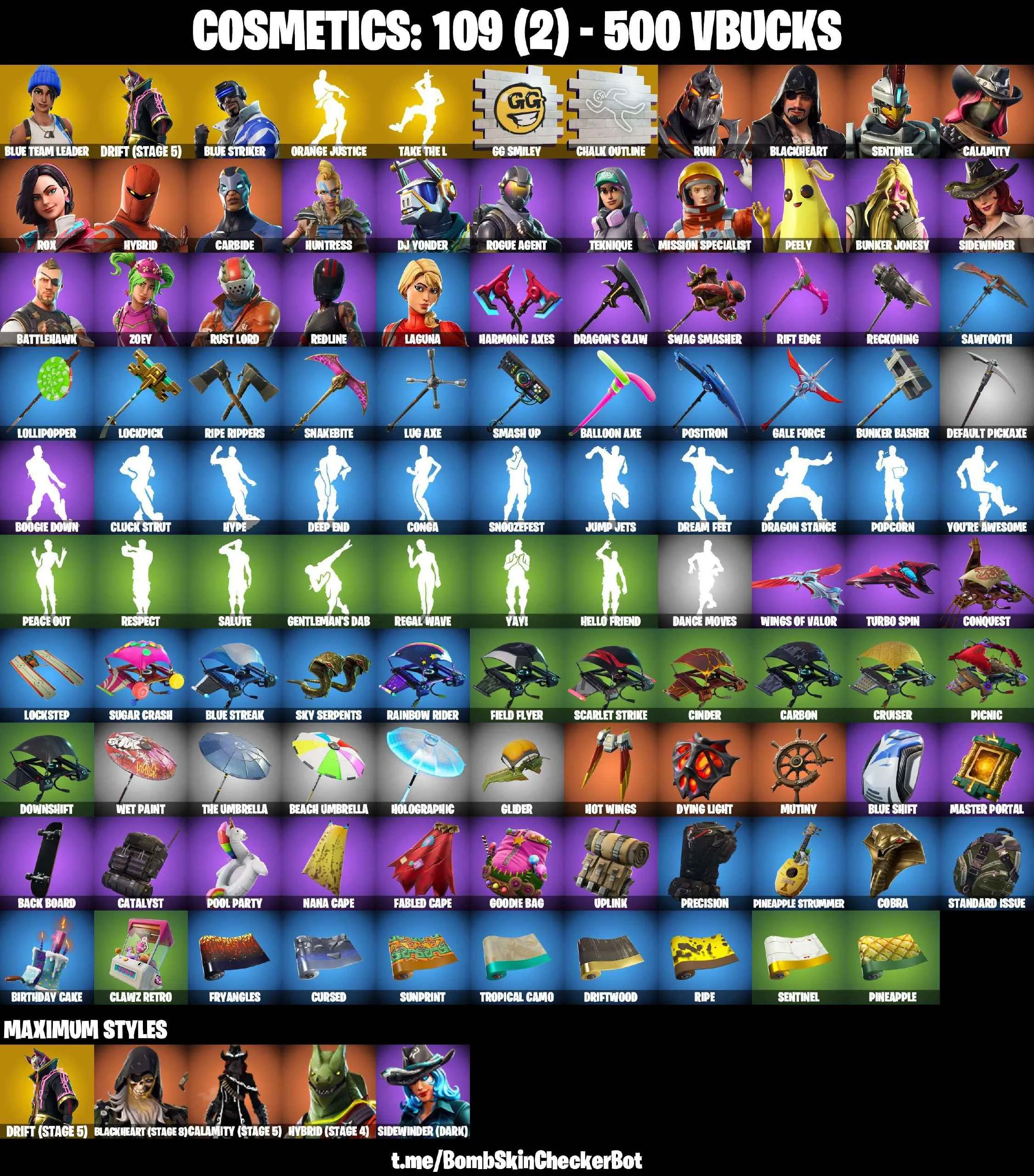 ❤️23 SKINS❤️TAKE THE L❤️ORANGE JUSTICE❤️ZOEY❤️BLUE TEAM LEADER❤️DRIFT(STAGE 5)❤️CALAMITY(STAGE 5)❤️HYBRID(STAGE 4)❤️BLACKHEART(STAGE 8)❤️PEELY❤️ROGUE AGENT❤️CAN PLAY ON PSN❤️XBOX❤️PC❤️NINTENDO❤️MOBILE❤️500 VBUCKS❤️FULL EMAIL ACCESS❤️
