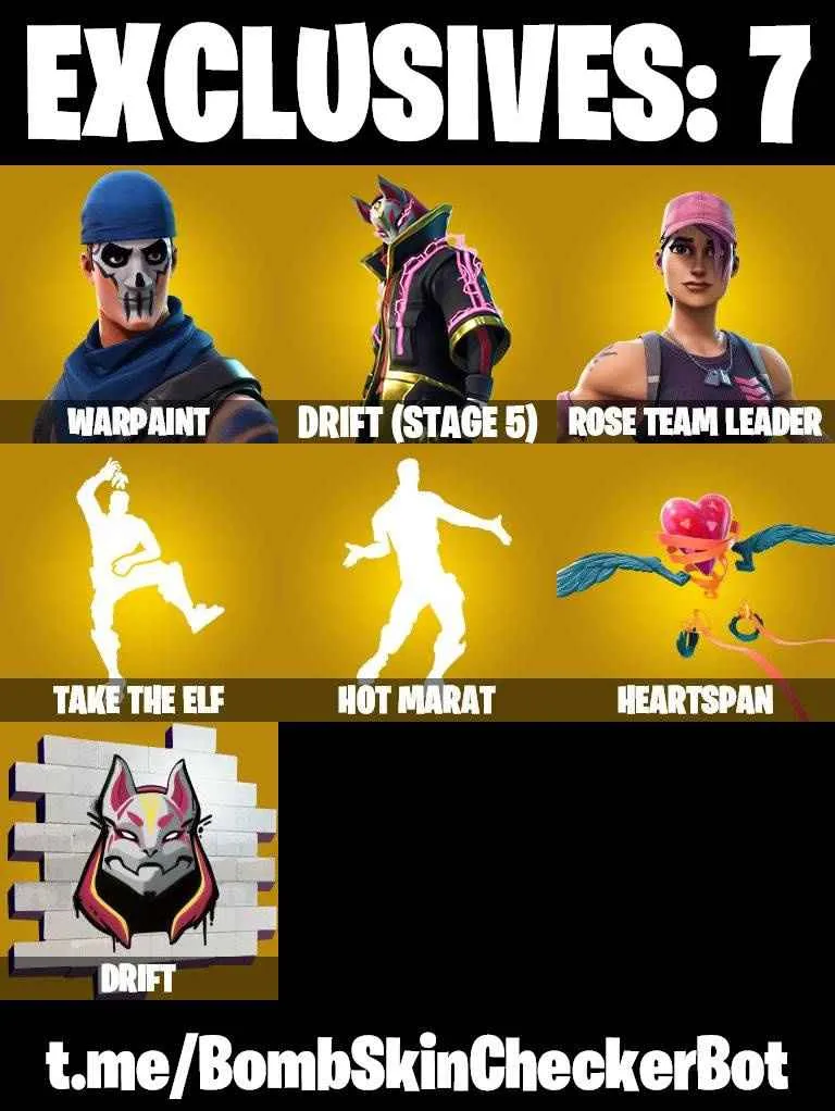 ❤️59 SKINS❤️OG STW❤️MANDALORIAN❤️PREDATOR❤️JULES(MAX)❤️ONESIE(MAX)❤️DRIFT(STAGE 5)❤️CALAMITY(STAGE 5)❤️LYNX(STAGE 4)❤️ZENITH(STAGE 4)❤️HYBRID(STAGE 4)❤️BLACKHEART(STAGE 8)❤️DIRE(MAX)❤️PEELY❤️MARKED MARAUDER❤️ICE BREAKER❤️PEPPERMINT PICK❤️TAKE THE ELF❤️