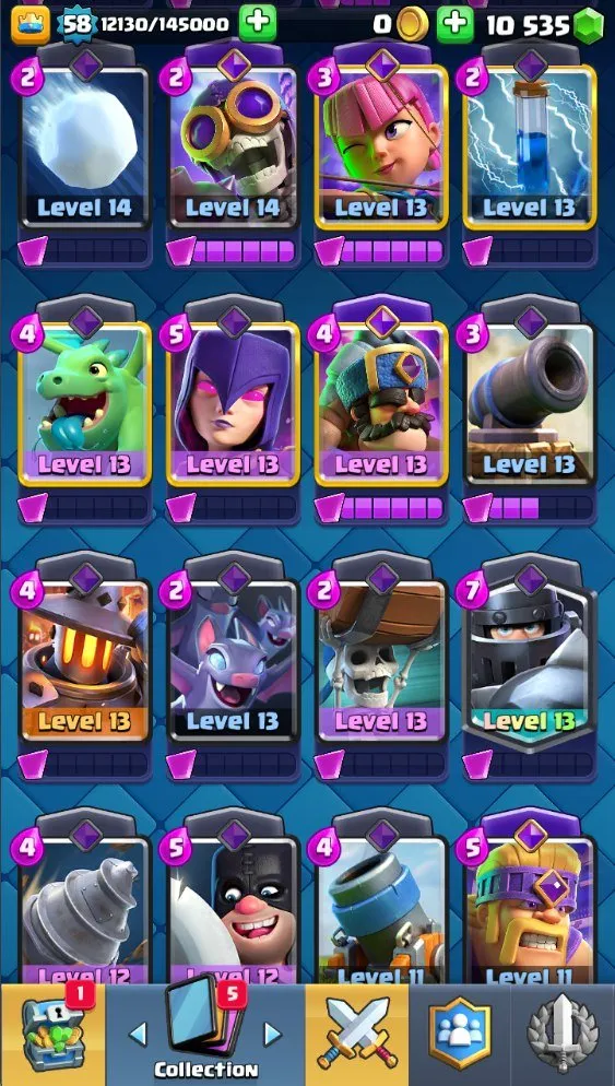 CR721 10k Trophies Level 58 Pekka Mega Knight Electro Wizard Royal Ghost Balloon Hog Rider Max Level 16 Pekka Six Level