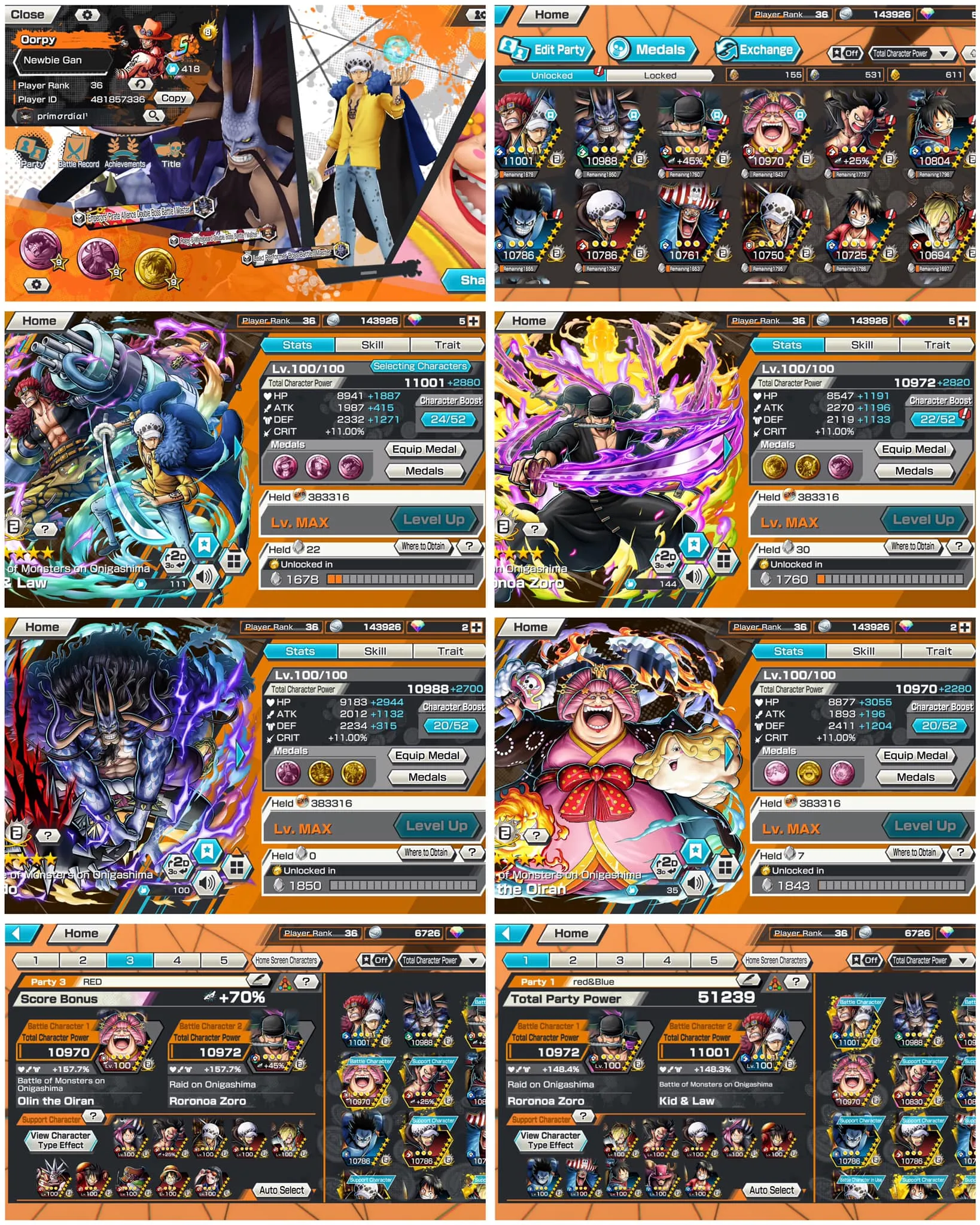 IOS-Android-4 Ex Max(KidLaw-Zoro-Kaido V3-Big Mom)-Good BF Law Max-Sanji Max-SP 157-Good Medal-HL35