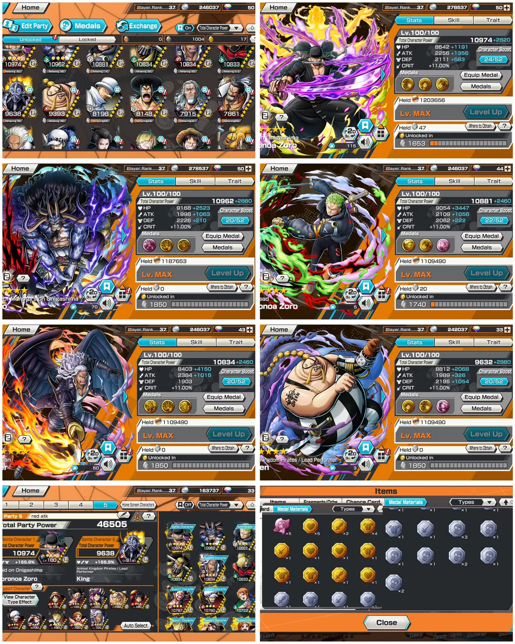 HL26-IOS-Android-2 Ex Max(Kaido-Zoro)-BF(King-Zoro Egghead-Queen)-SUP 155-Medal Good