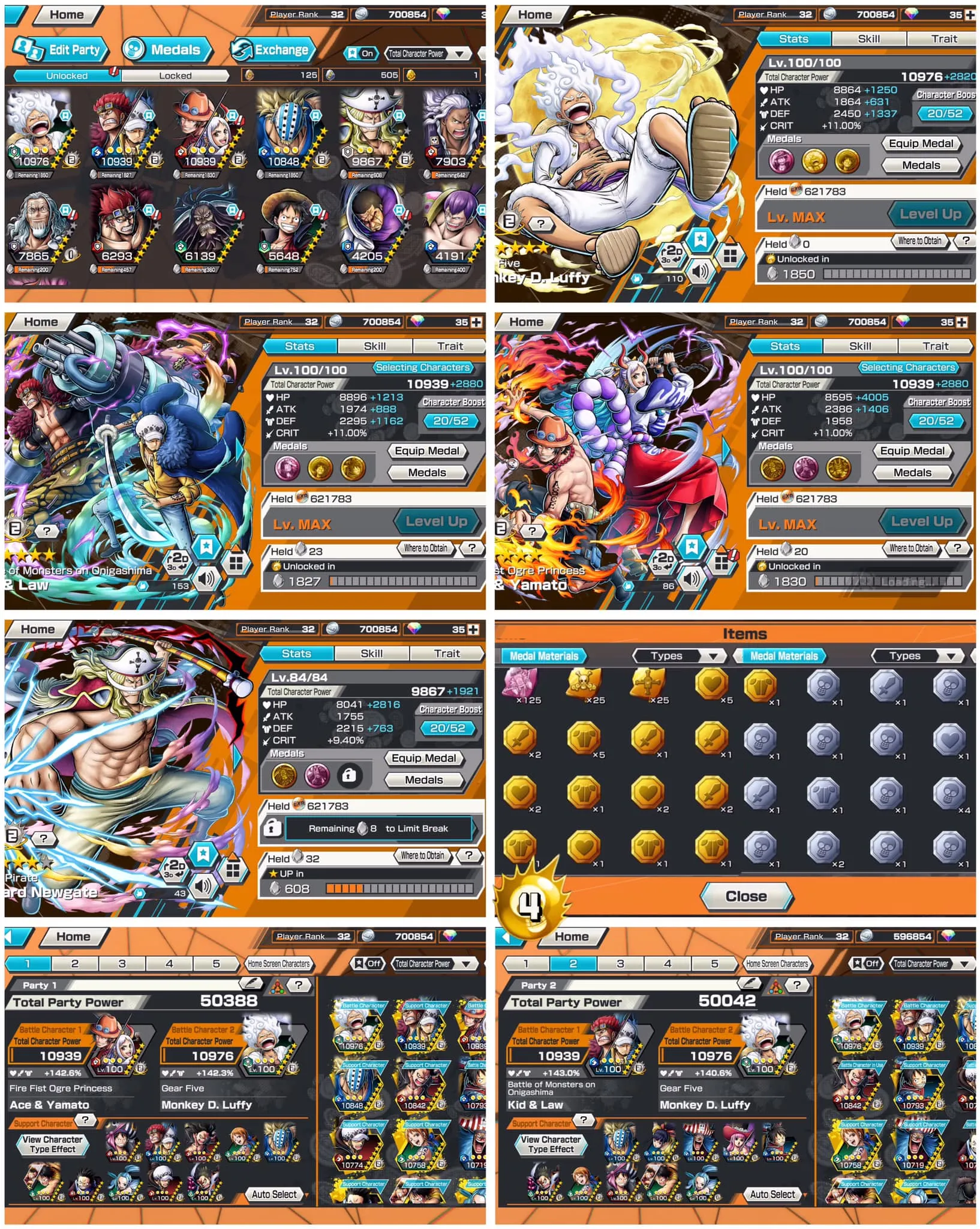 HL25-IOS-Android-Hyperboost 3-4 Ex Max(Luffy G5-Kid Law-Yamato Ace-Whitebeard)-BF(Killer-Cracker-King V2)-SUP 142-Medal Good