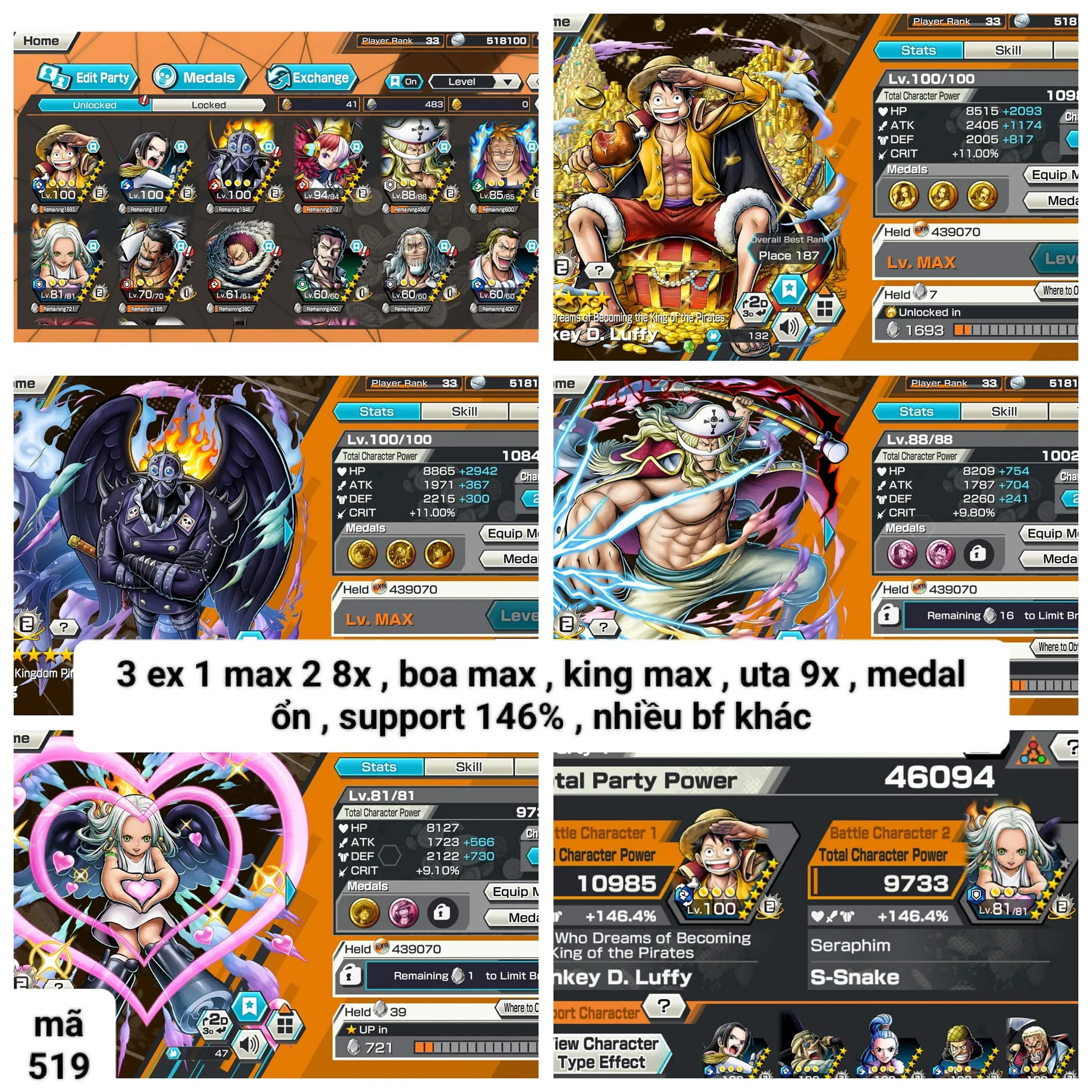 HH16-IOS-Andro-1-3 Ex Max(Luffy-S Snake-Whitebeard)-BF(King-Boa-Marco)-SUP 146-Medal Good