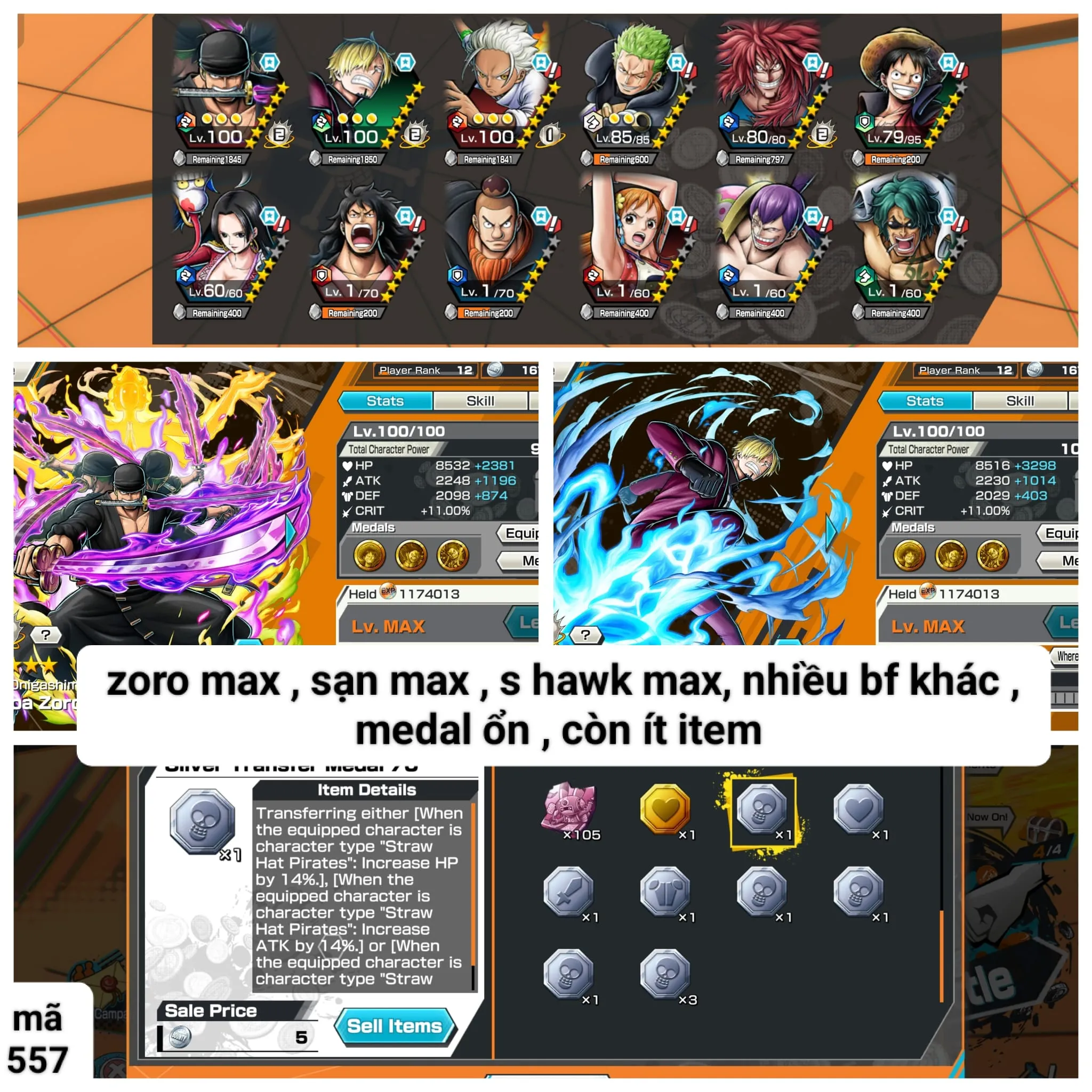 HH9-IOS-Android-Ex Zoro Max-BF(Sanji-S Hawk-Cracker-Zoro)-SUP Good-Medal Good