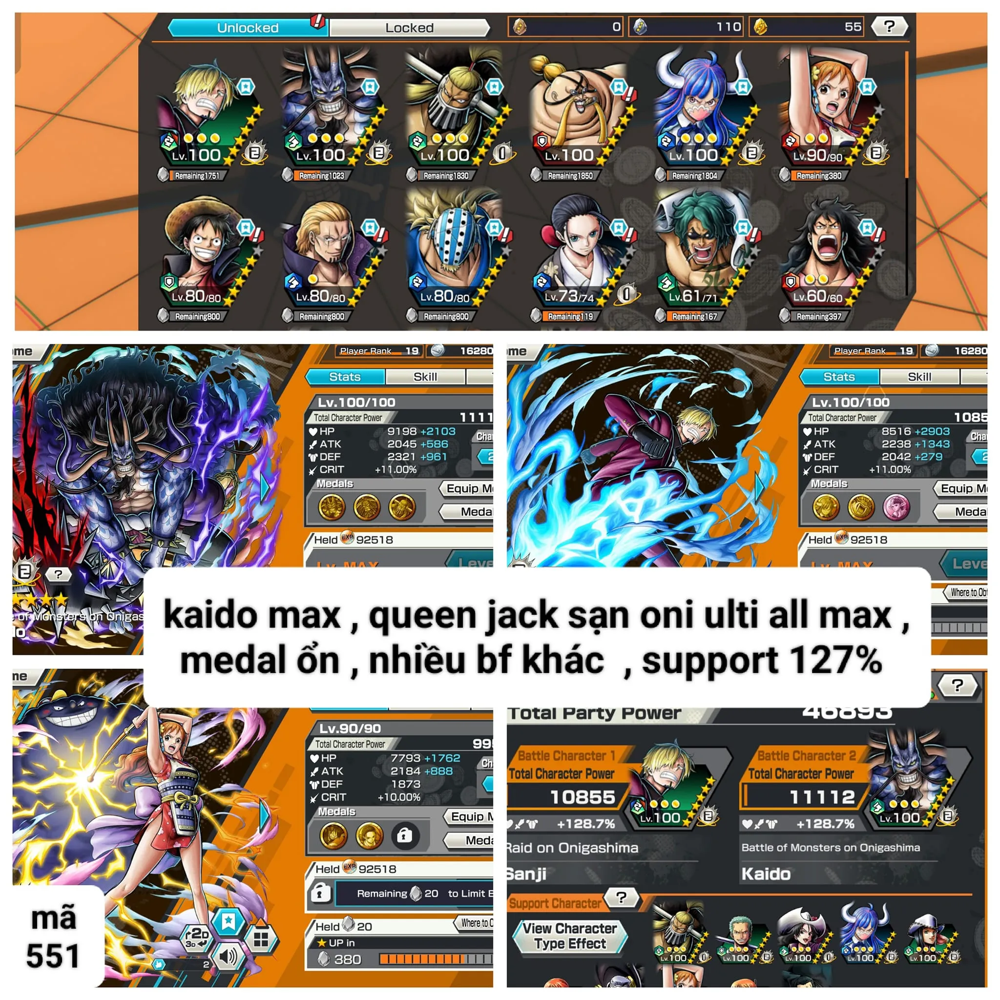 HH11-IOS-Android-1Ex Max Kaido-BF(Queen-Jack-Sanji-Ulti-Killer)-SUP 124-Medal Good