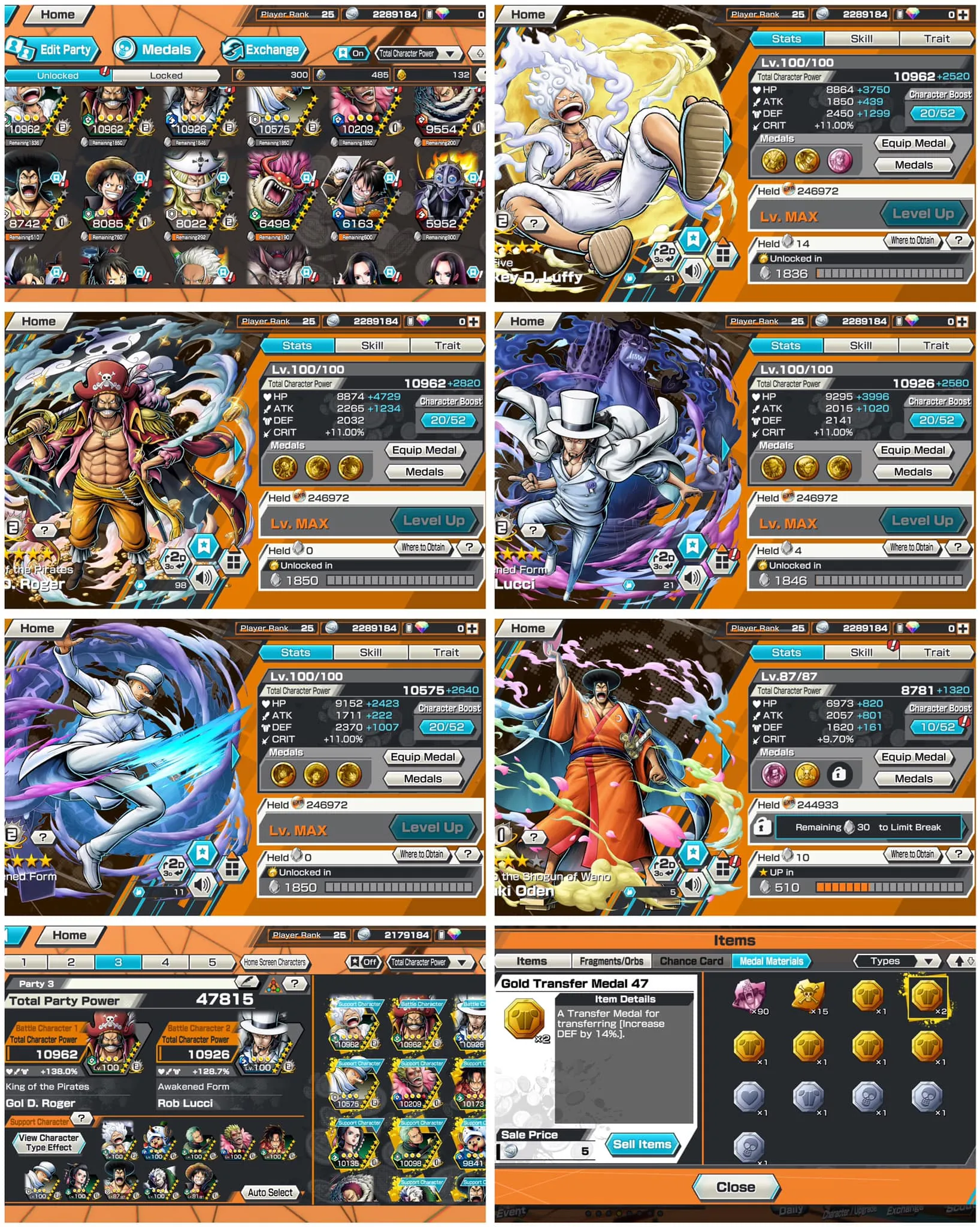 IOS-Android-3-4 Ex Max(Lucci-Luffy Nika-Roger V1-White Beard)-Good BF Kaku Max-Doffy Max-Katakuri-SP 138-Good Medal-HL41