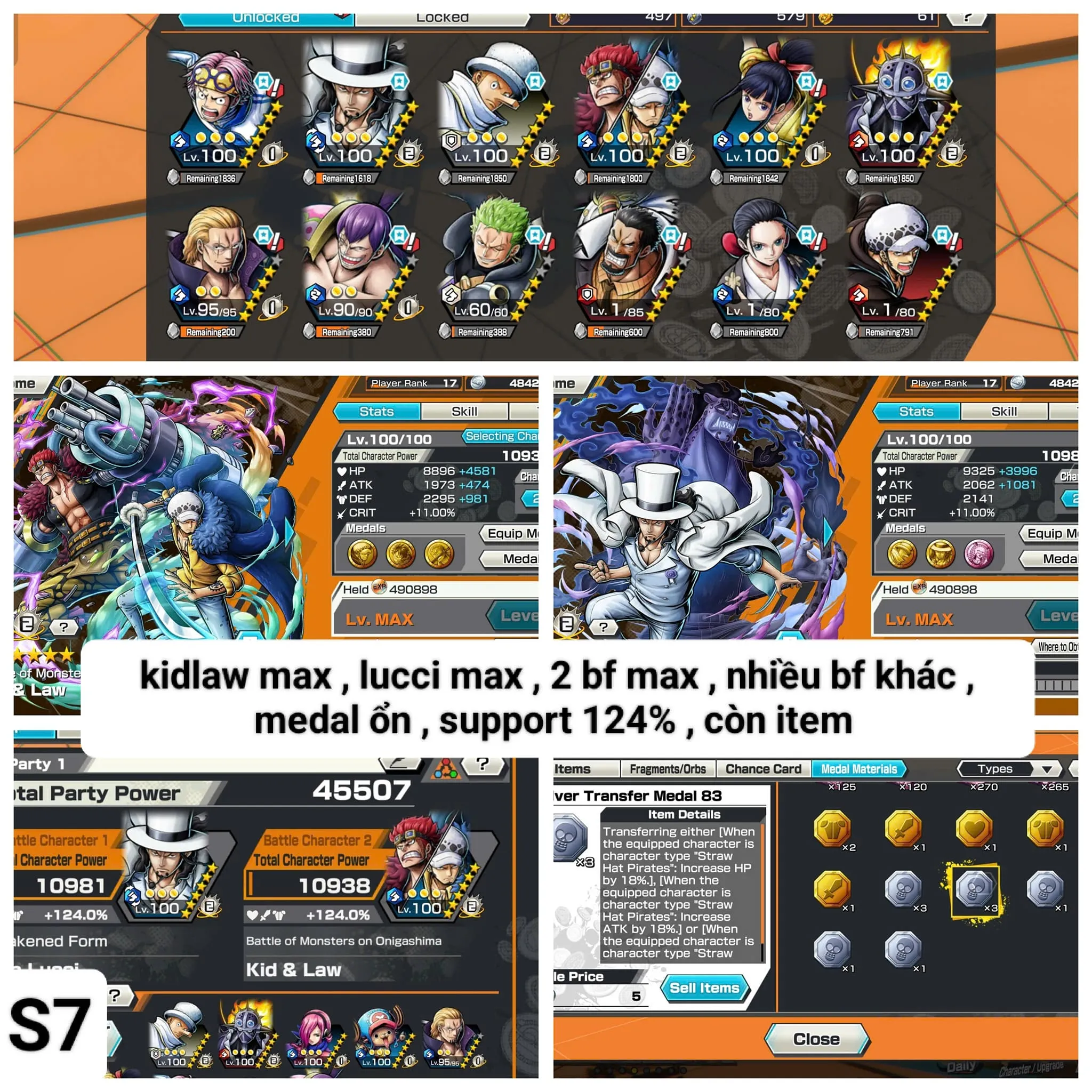 IOS-Android-2 Ex Max(KidLaw-Lucci)-Good BF Kaku Max-King Max-Rayleigh-Cracker-SP 124-Good Medal-HH41