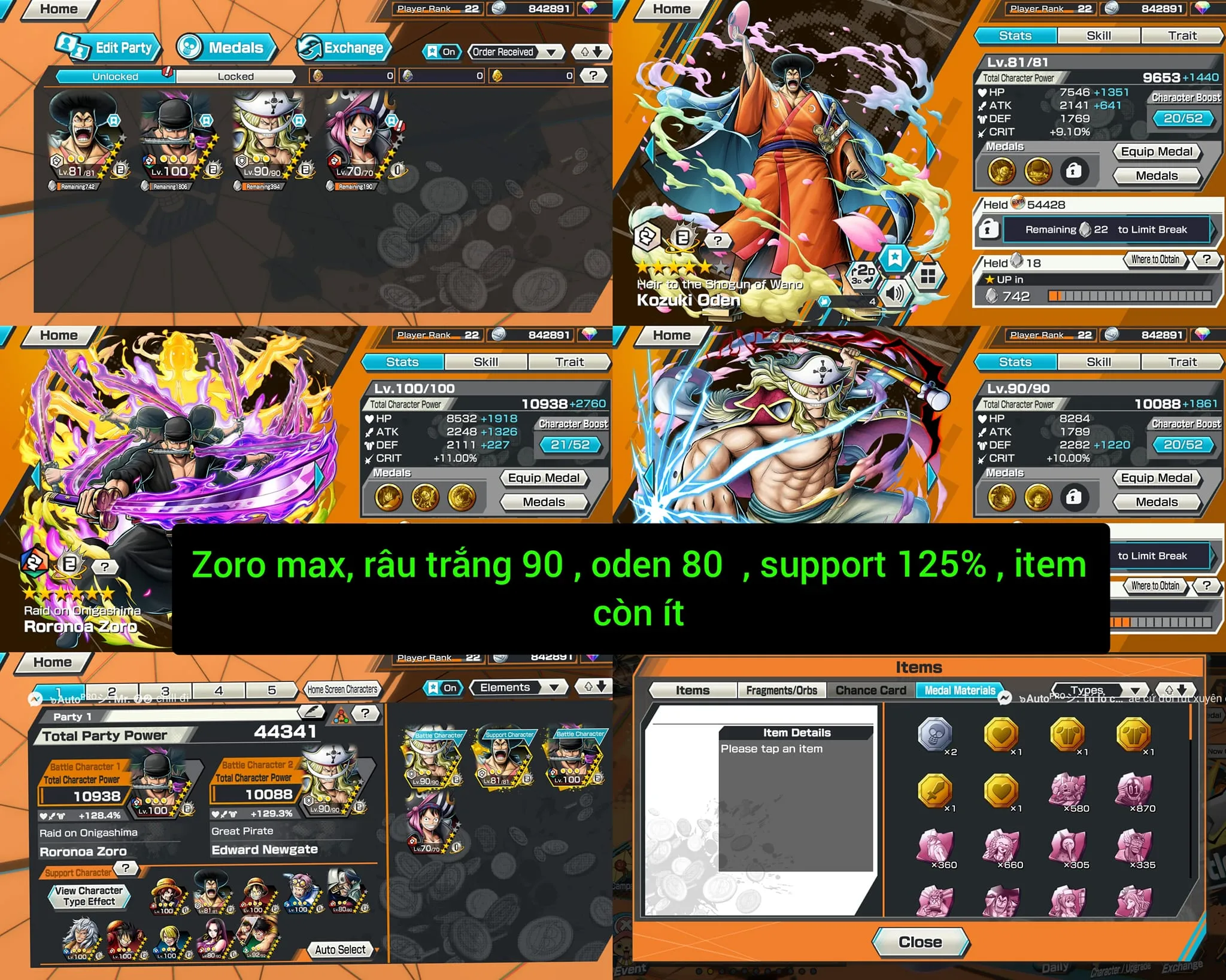 IOS-Android-3 Ex(Zoro Max-Oden-White Beard)-Good BF-SP 125-Good Medal-QC69