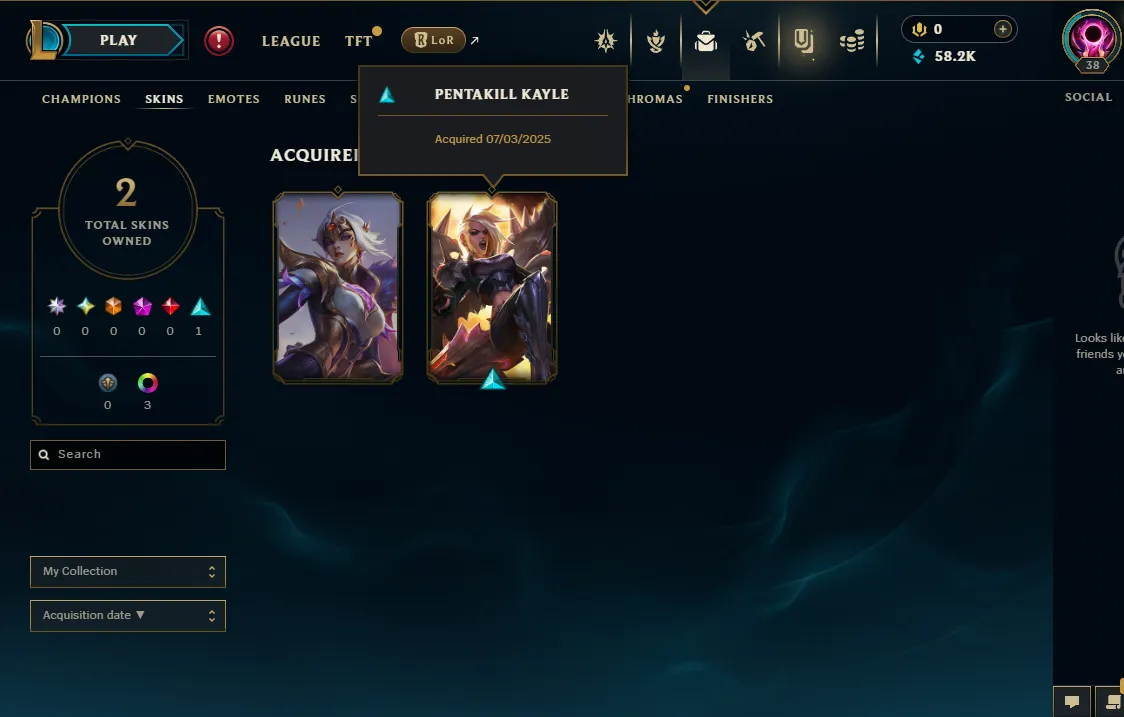 【 EUW 】∙ S15 Gold III ⚡ 61% Win Rate 🔥 +38 LP Gain 💎 58K BE ✅ Unverified Email ✅ Changeable Name ❤  2 Skins ⸱ 🚚 Instant Delivery