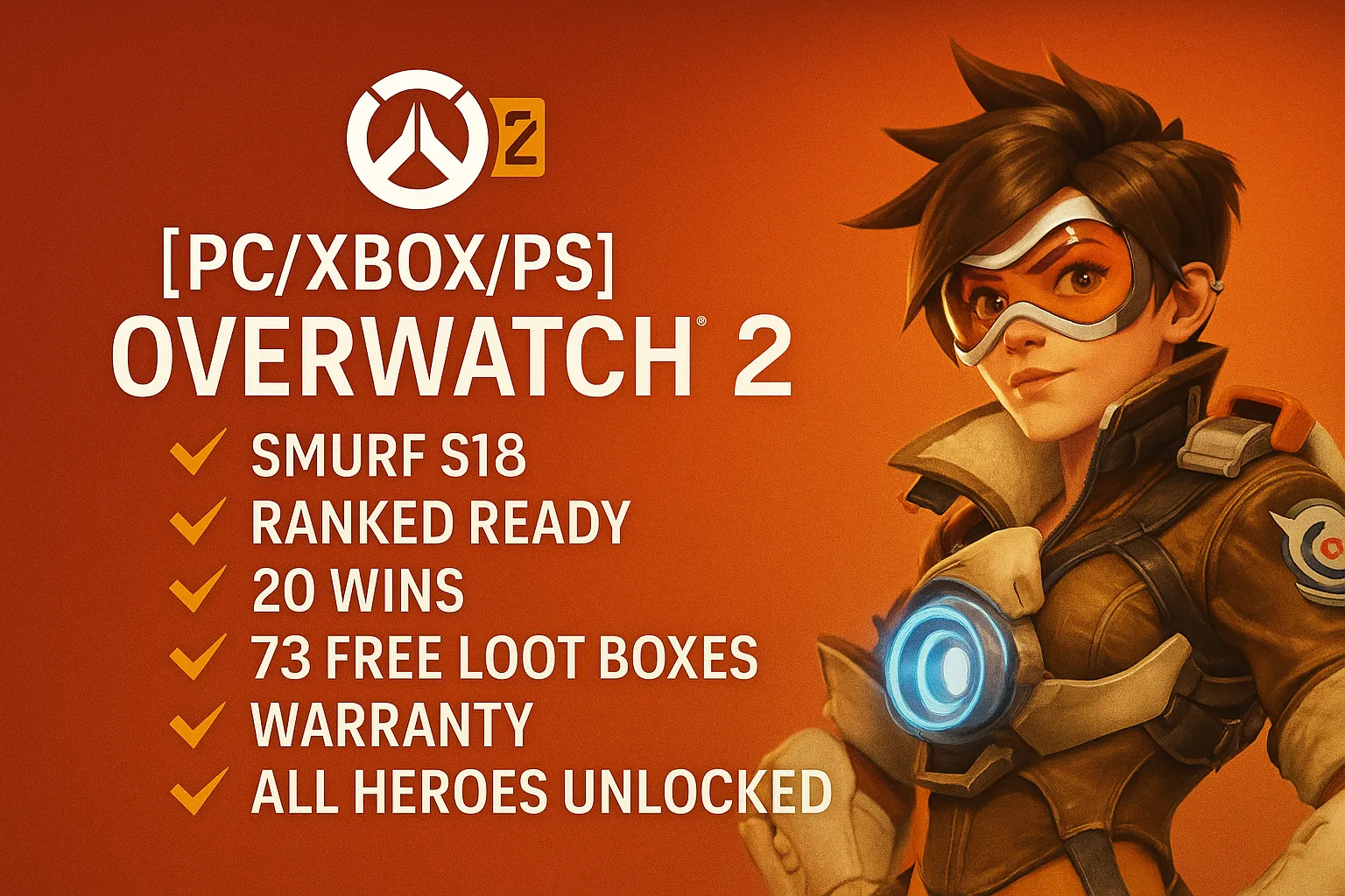 🔱 [PC/XBOX/PS] Overwatch 2 Smurf S18 🔱 Ranked Ready 🔱 20 Wins 🔱 73 Free Loot Boxes 🔱 Warranty 🔱 All Heroes Unlocked 🔱 Instant Delivery + OW2 🔱