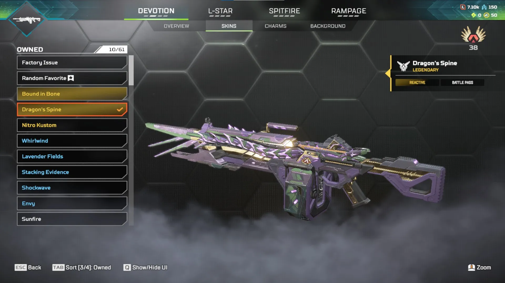 AP645 Reactive Volt, Devotion, Flatline Skins with 75 Legendary Items