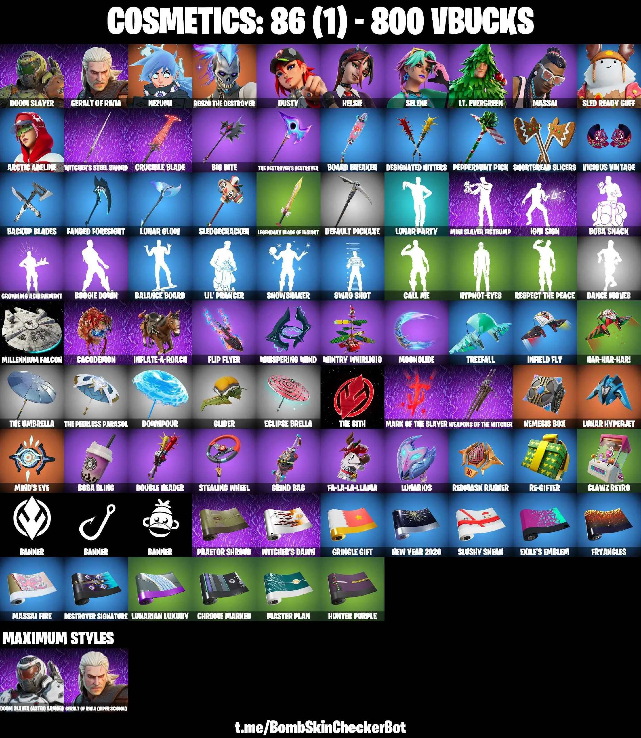 ❤️11 SKINS❤️HELSIE❤️SELENE❤️DUSTY❤️ARCTIC ADELINE❤️RENZO THE DESTROYER❤️NEZUMI❤️CAN PLAY ON PSN❤️XBOX❤️PC❤️NINTENDO❤️MOBILE❤️800 VBUCKS❤️FULL EMAIL ACCESS❤️