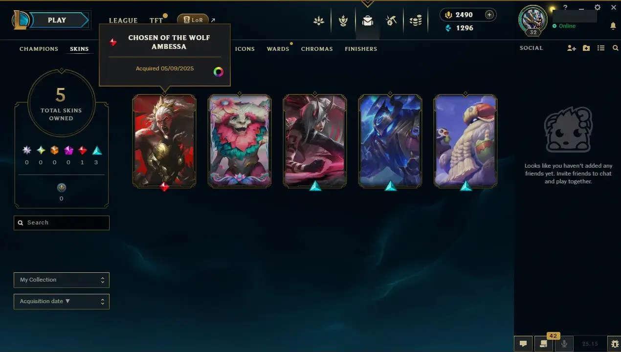 🌍 EUW ⚡ Gold III (13 LP)✨ WR: 75% 💴 RP: 2490 🔥 MAX LP Gains ♾️ Lifetime Ownership 📧 Full Email Access
