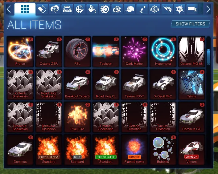 STOCK879 //Fennec + Titanium White Venom + X Devil + 40 Cars + 40 Boosts + 111 Bodies Collected (K)