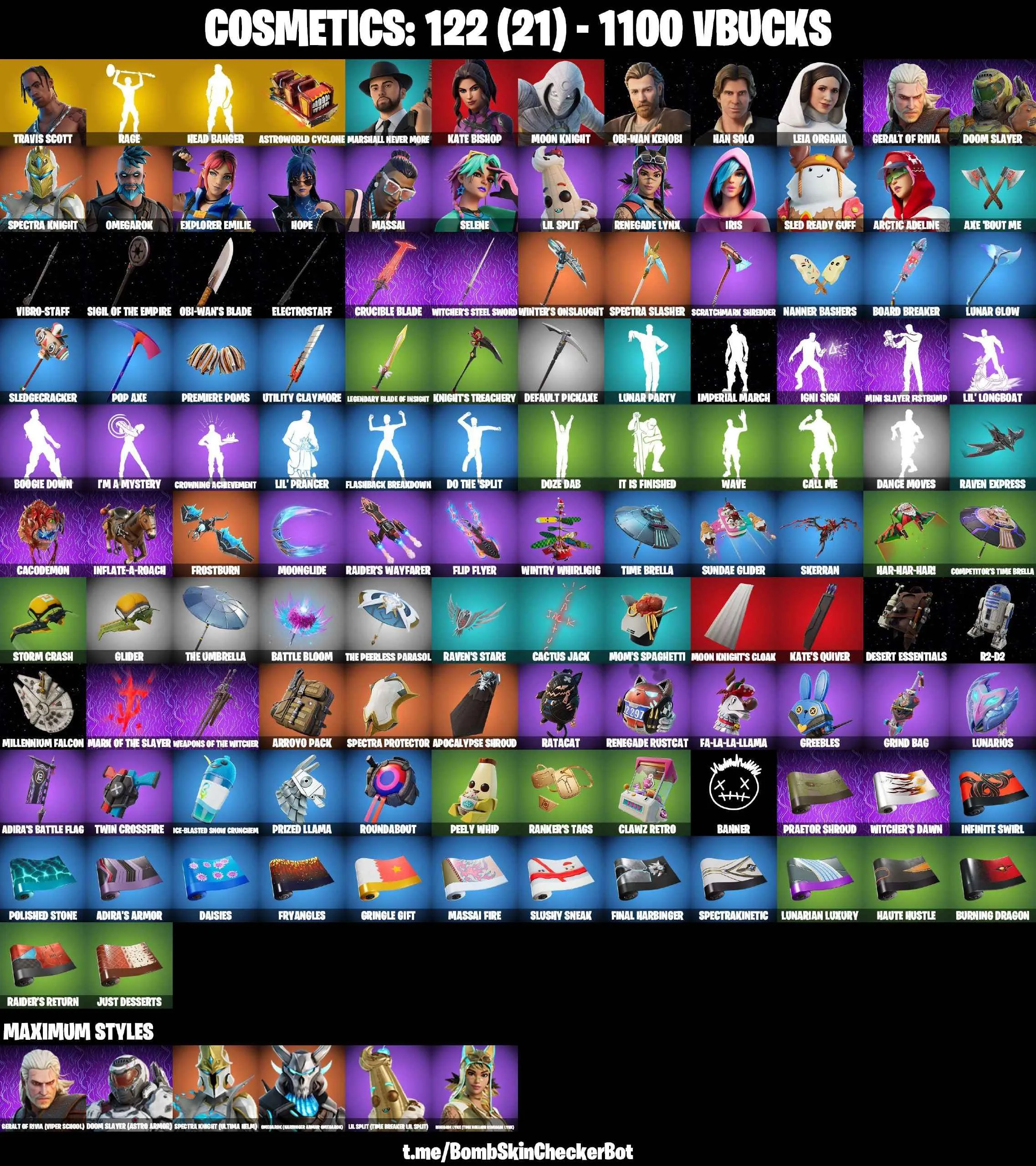 ❤️20 SKINS❤️TRAVIS SCOTT❤️OBI-WAN KENOBI❤️HAN SOLO❤️LEIA ORGANA❤️HOPE❤️ARCTIC ADELINE❤️PEELY WHIP❤️CAN PLAY ON PSN❤️XBOX❤️PC❤️NINTENDO❤️MOBILE❤️1100 VBUCKS❤️FULL EMAIL ACCESS❤️