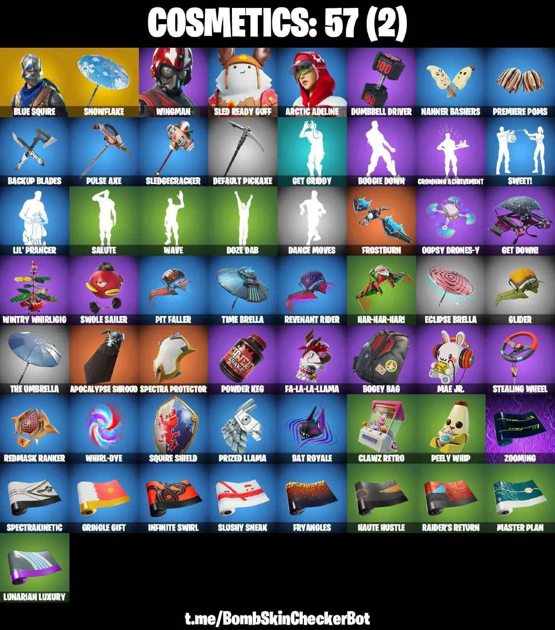 ❤️4 SKINS❤️57 COSMETICS❤️BLUE SQUIRE❤️SNOWFLAKE❤️PEELY WHIP❤️CAN PLAY ON PSN❤️XBOX❤️PC❤️NINTENDO❤️MOBILE❤️50 VBUCKS❤️FULL EMAIL ACCESS❤️