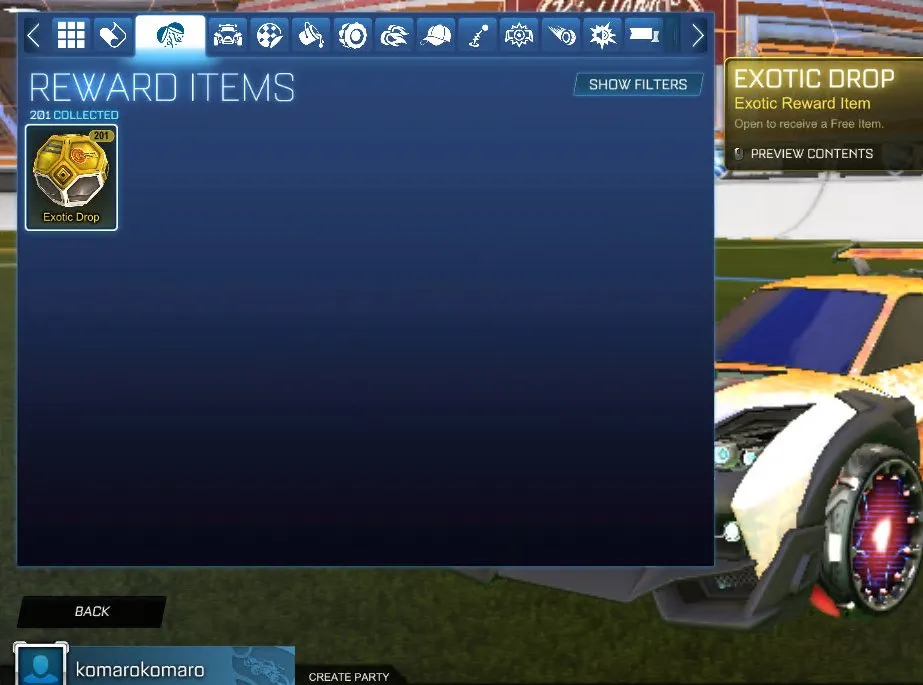 STOCK697 //Fennec, 70+ Painted Cars, 200 Exotic Drops, TW Standard Boost, Many Black Market Decals and Goal Explosions (K)