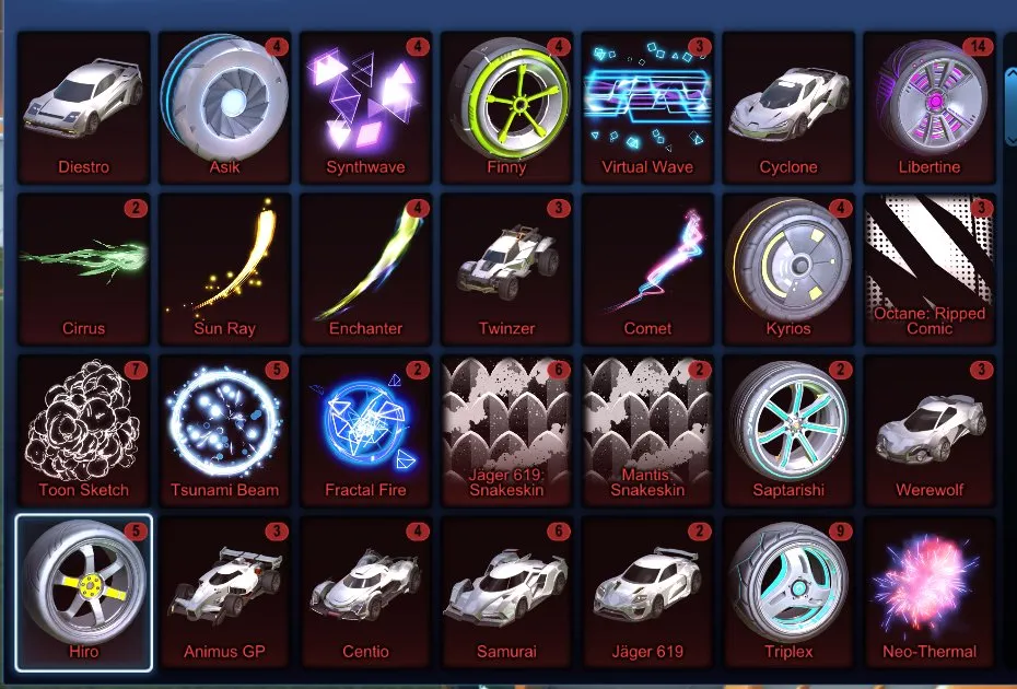 STOCK552 //ACC with Fennec, Dominus, Octane ZSR, Mantis, Endo, 90+ Exotic Chests, Many Painted Bodies and Wheels (K)