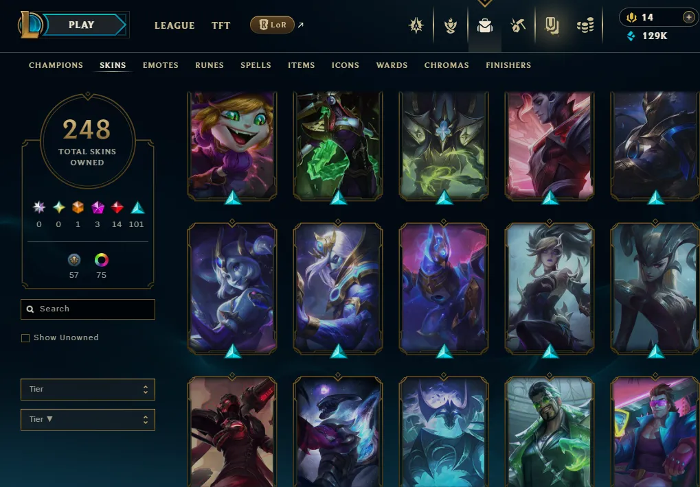 👑(EUW) PLATINUM II (LAST SEASON) 🚀248 SKIN