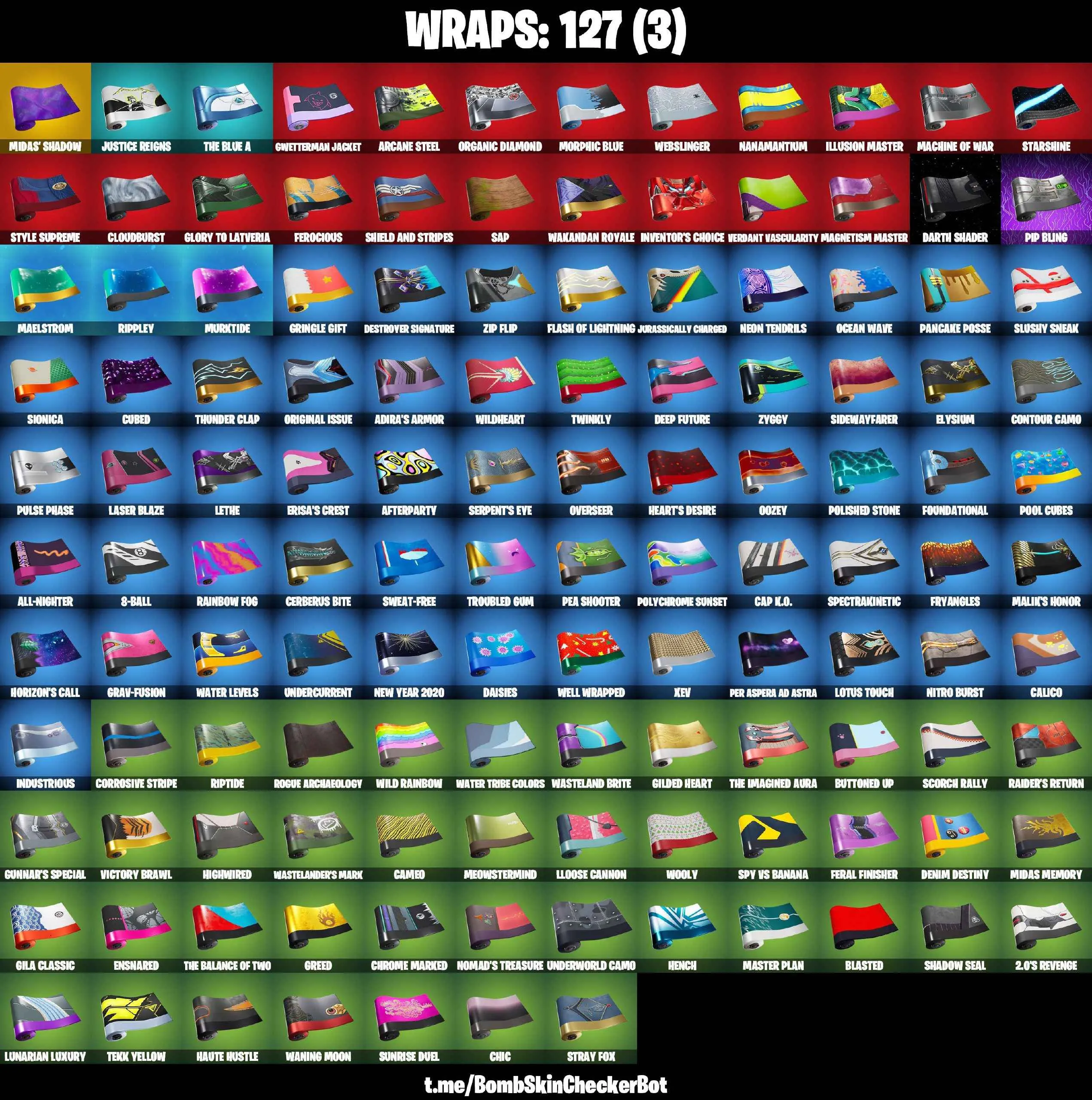 ❤️121 SKINS❤️MANDALORIAN❤️SPIDER-MAN❤️212TH BATTALION TROOPER❤️501ST TROOPER❤️DARTH VADER❤️GOLDEN MIDAS❤️INTRODUCING❤️XENOMORPH❤️PREDATOR❤️SON GOKU❤️JULES❤️TSUKI 2.0❤️ARTEMIS❤️EVIE❤️AGENT PEELY❤️8-BALL(MAX)❤️GUILD❤️ASTROWORLD CYCLONE❤️PEPPERMINT PICK❤️