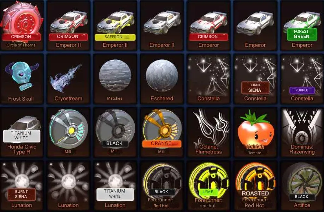 STOCK954 //Tw Octane & TW Honda Civic R, x2 Fennec, Emperor Set, Dominus Snowflakes, Circle of Thorns (K)