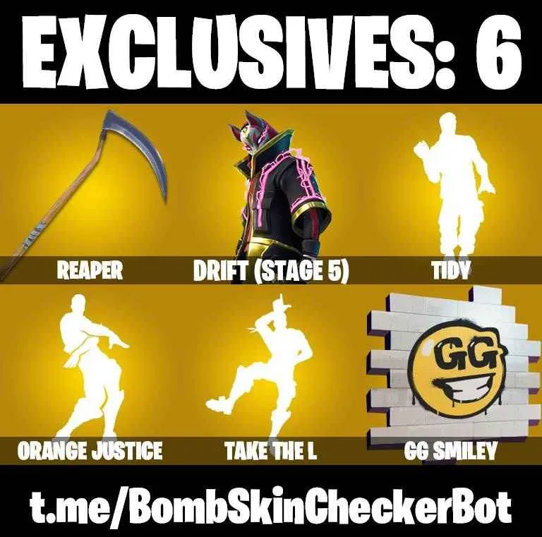 ❤️13 SKINS❤️TAKE THE L❤️ORANGE JUSTICE❤️TIDY❤️DRIFT(STAGE 5)❤️TEKNIQUE❤️ROGUE AGENT❤️BRITE GUNNER❤️MOONWALKER❤️PEELY WHIP❤️CAN PLAY ON PSN❤️XBOX❤️PC❤️NINTENDO❤️MOBILE❤️50 VBUCKS❤️FULL EMAIL ACCESS❤️