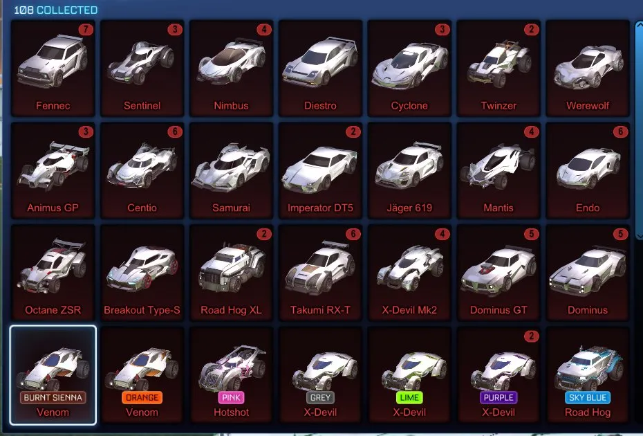 STOCK557 //ACCOUNT with Fennec, 35+ Cars, 40+ Black Markets, Painted Octane Dominus Fennec Breakout ZSR RX-T (K)