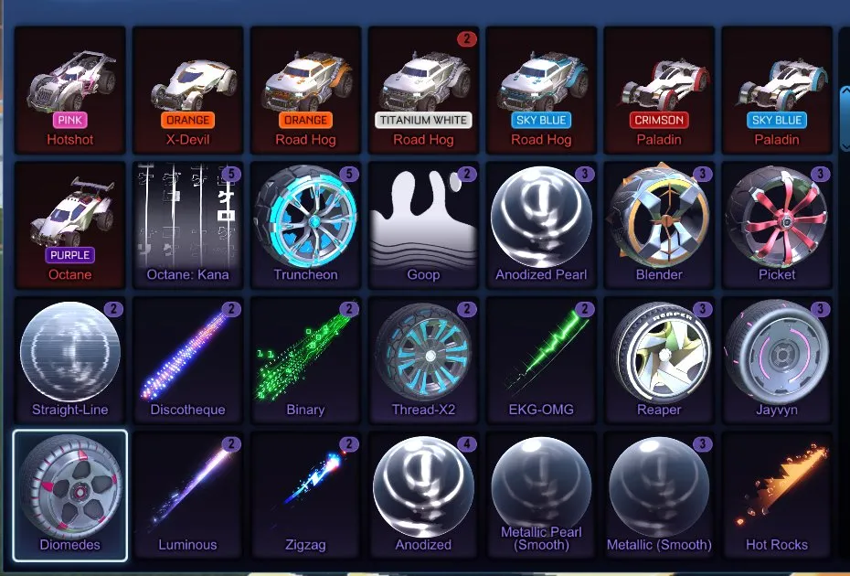 STOCK631 //Fennec, Titanium White Venom, 35+ Painted Cars, 130 Exotic Drops, Many Decals, Boosts and Wheels (K)