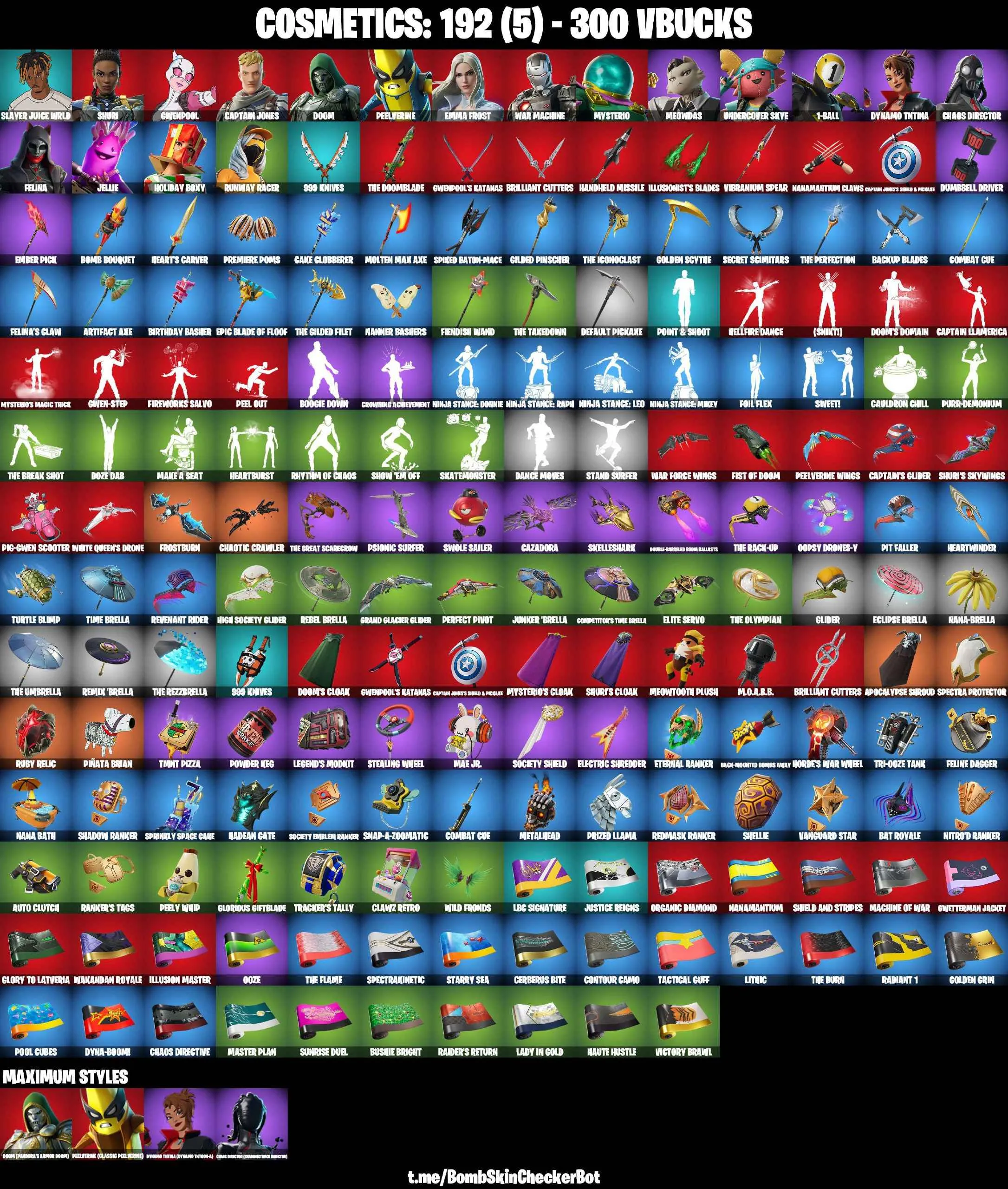 ❤️18 SKINS❤️SLAYER JUICE WRLD❤️RUNWAY RACER❤️PEELVERINE(MAX)❤️MEOWDAS❤️DYNAMO TNTINA❤️FIENDISH WAND❤️PEELY WHIP❤️CAN PLAY ON PSN❤️XBOX❤️PC❤️NINTENDO❤️MOBILE❤️300 VBUCKS❤️FULL EMAIL ACCESS❤️