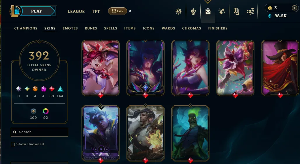 👑(EUW) UNRANKED (SUPER HIGH ELO) 🚀392 SKIN