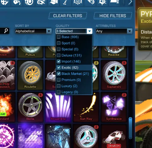STOCK922 //Fennec Dominus 200+ BMs Exotics Imports Black Market Wheels Bodies Boosts Paints (K)
