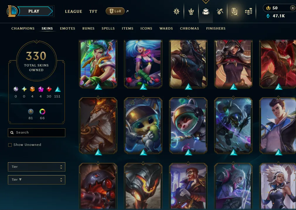 👑(EUW) UNRANKED (SUPER HIGH ELO) 🚀330 SKIN