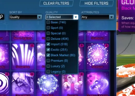 STOCK739 //Fennec, Dominus, Octane, 70+ Cars, 70+ Black Market Decals, Black Standard Boost, Painted Venom (K)