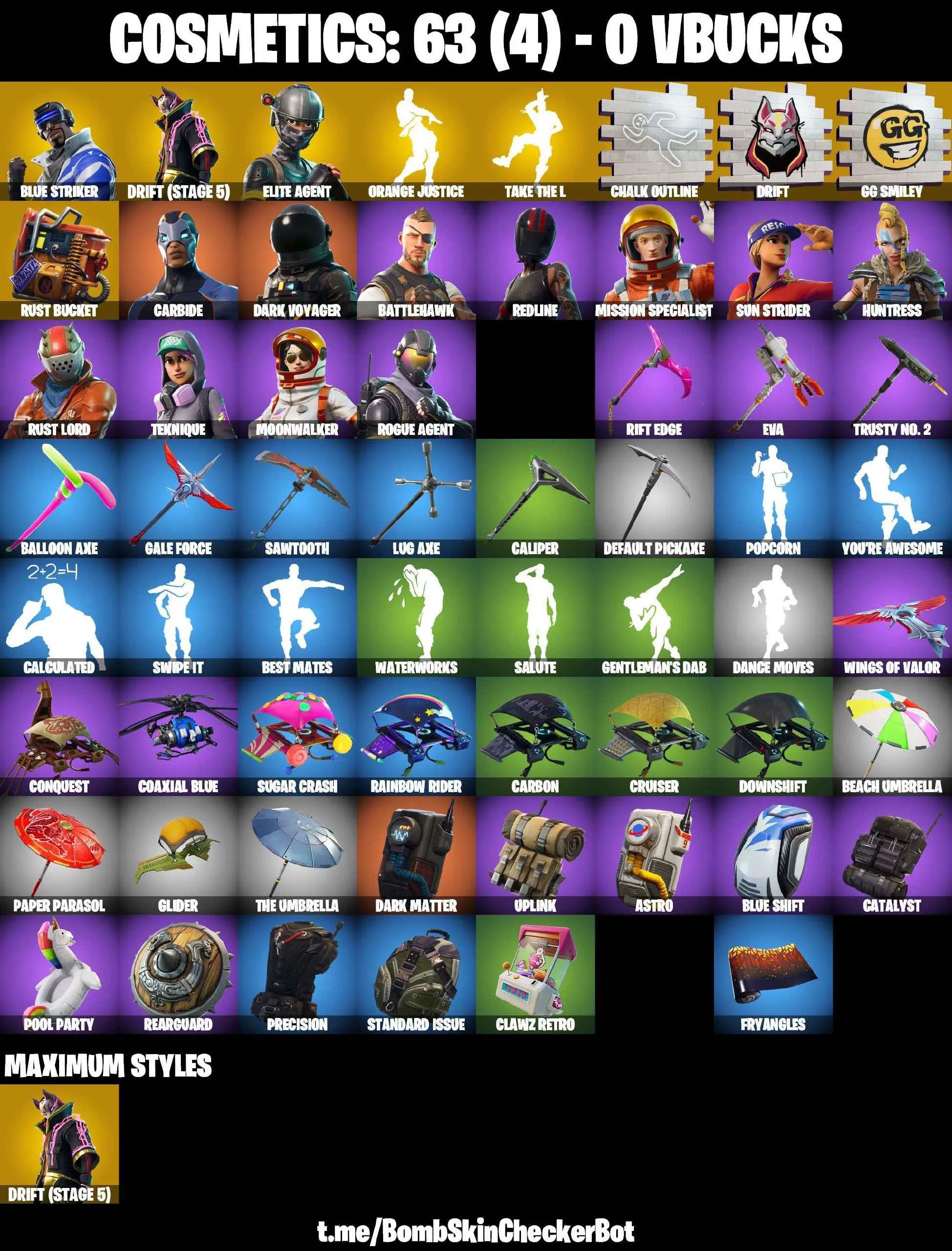 ❤️15 SKINS❤️TAKE THE L❤️ELITE AGENT❤️ORANGE JUSTICE❤️DRIFT(STAGE 5)❤️BLUE STRIKER❤️TEKNIQUE❤️SUN STRIDER❤️ROGUE AGENT❤️RUST BUCKET❤️CAN PLAY ON PSN❤️XBOX❤️PC❤️NINTENDO❤️MOBILE❤️0 VBUCKS❤️FULL EMAIL ACCESS❤️