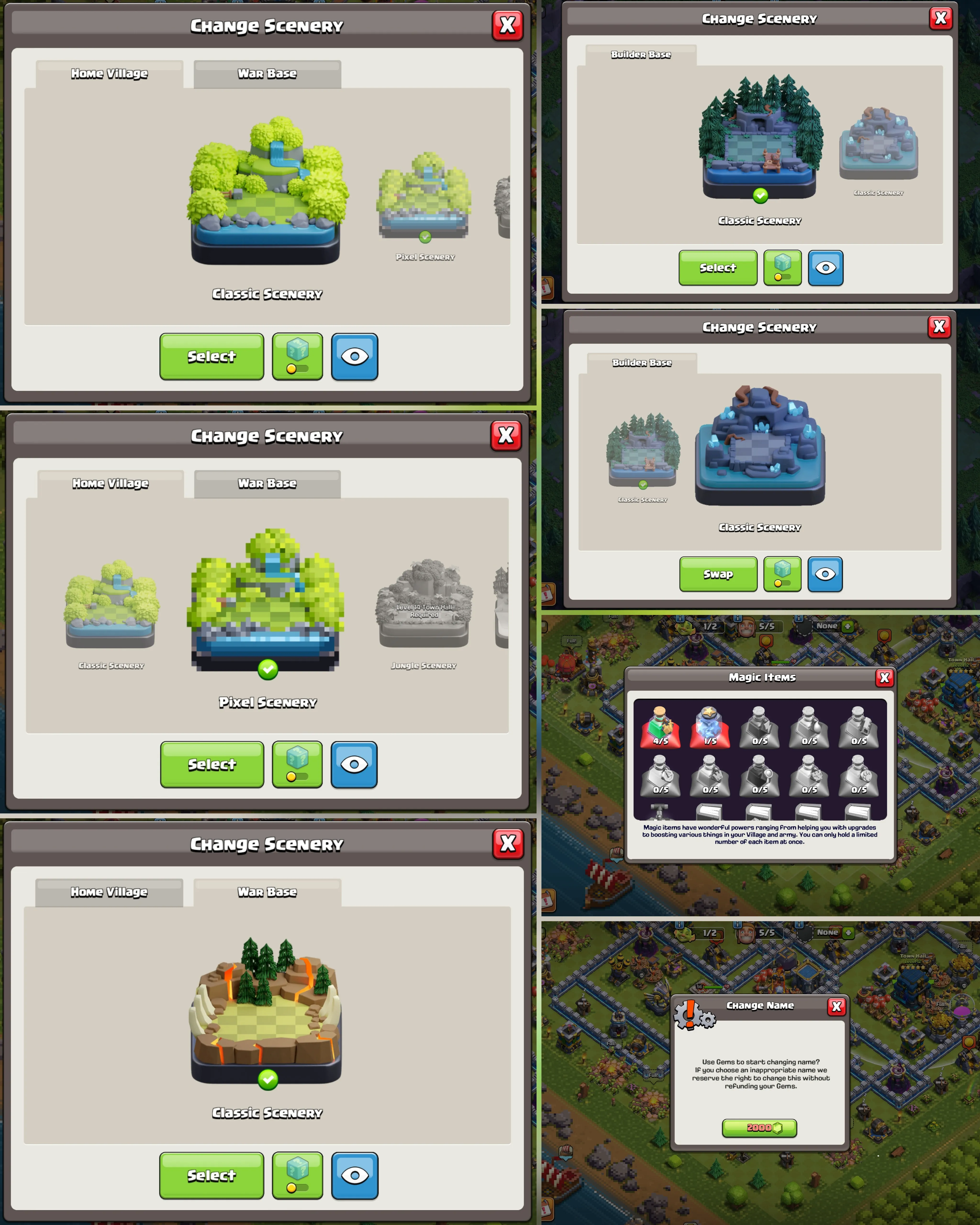 C027 TH12 PIXEL SCENERY - XP163 - 553 GEMS -CN 2000 GEMS -BK56 SKIN3 - AQ60 SKIN2 AUTUMN - GW30 WARRIOR WARDEN SKIN2 FB8