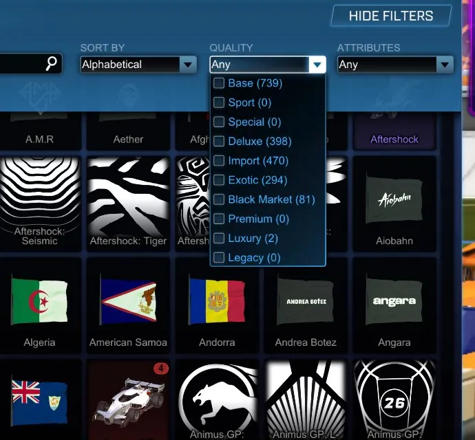 STOCK695 //ACC with Fennec, 70+ Painted Cars, 70+ Black Markets, Octane ZSR, Dominus, Dueling Dragons (K)