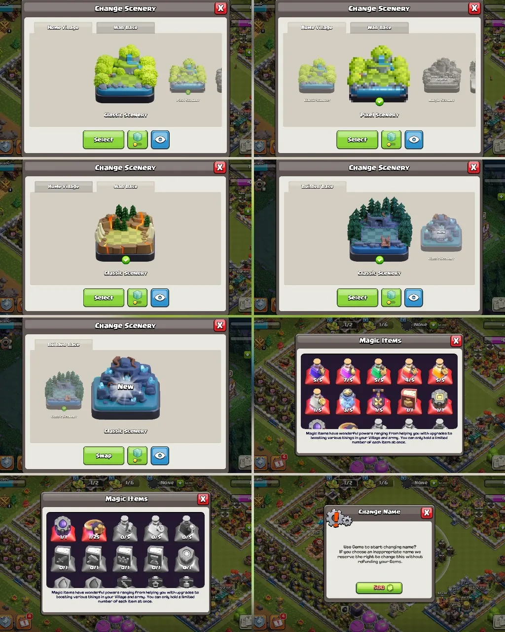 C060 TH12 PIXEL SCENERY - XP147 - 122 GEMS - CN 500 GEMS - BK54 SKIN3 SB10 - AQ61 SKIN GLADIATOR QUEEN FA12