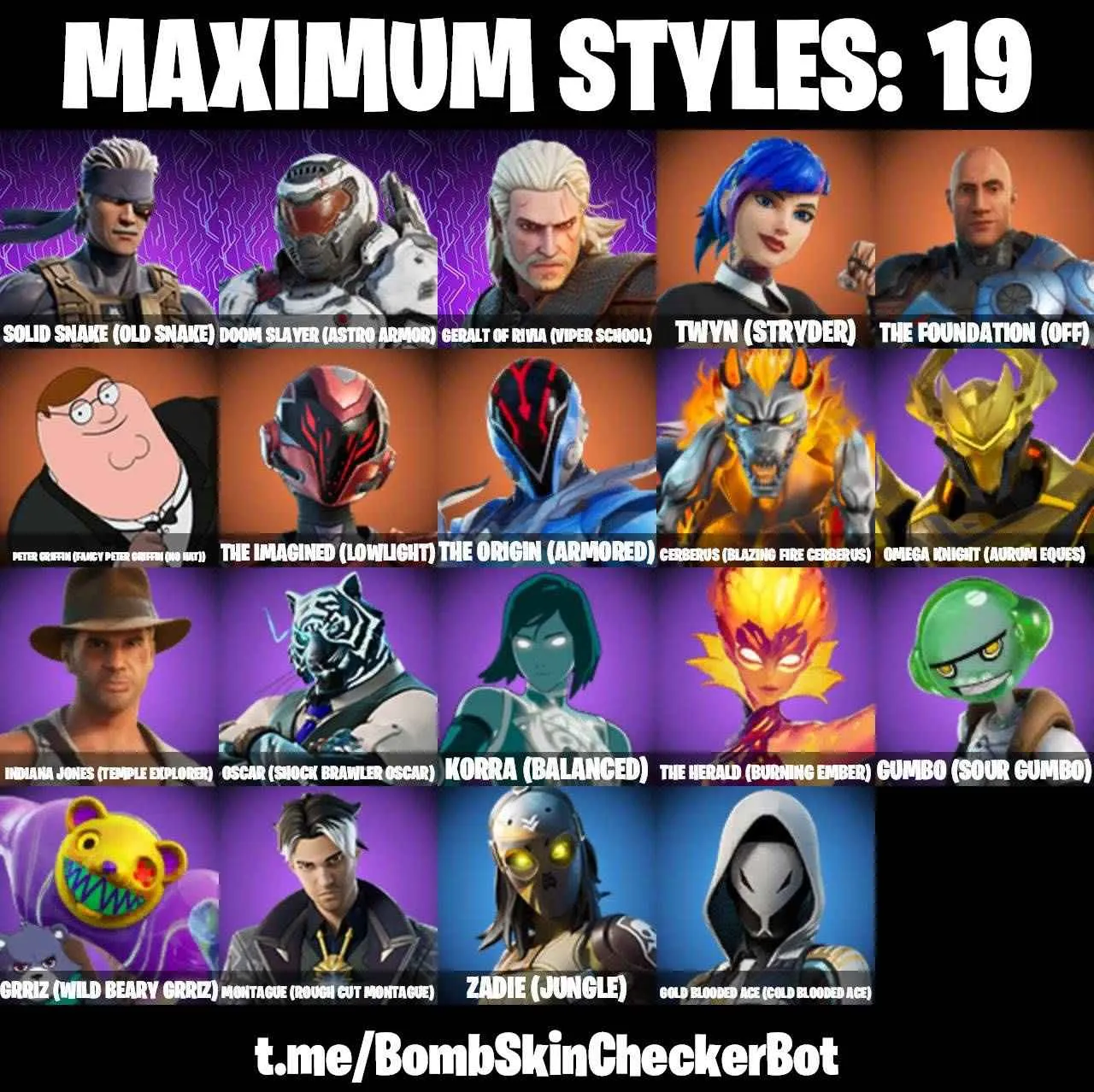 ❤️93 SKINS❤️GET GRIDDY❤️BACKLASH❤️SKULL TROOPER❤️MINA PARK❤️SPIDER-GWEN STACY❤️SPIDER-MAN ZERO❤️SPIDER-MAN(MILES MORALES)❤️SPIDER-MAN(NO WAY HOME)❤️SPIDER-MAN❤️DARTH VADER❤️DUMMY SUPREME❤️ARTEMIS❤️EVIE❤️TSUKI 2.0❤️AURA❤️HOPE❤️MEOW SKULLS❤️PEELY BONE❤️