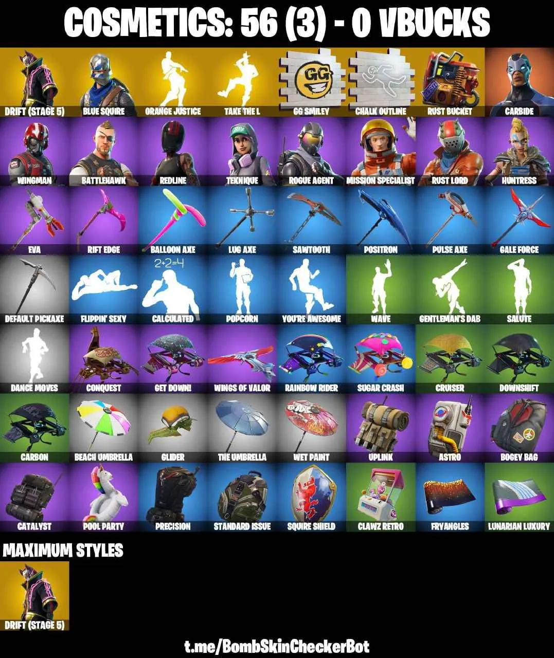 ❤️11 SKINS❤️TAKE THE L❤️BLUE SQUIRE❤️ORANGE JUSTICE❤️ROGUE AGENT❤️DRIFT(STAGE 5)❤️MISSION SPECIALIST❤️HUNTRESS❤️RUST BUCKET❤️CAN PLAY ON PSN❤️XBOX❤️PC❤️NINTENDO❤️MOBILE❤️0 VBUCKS❤️FULL EMAIL ACCESS❤️