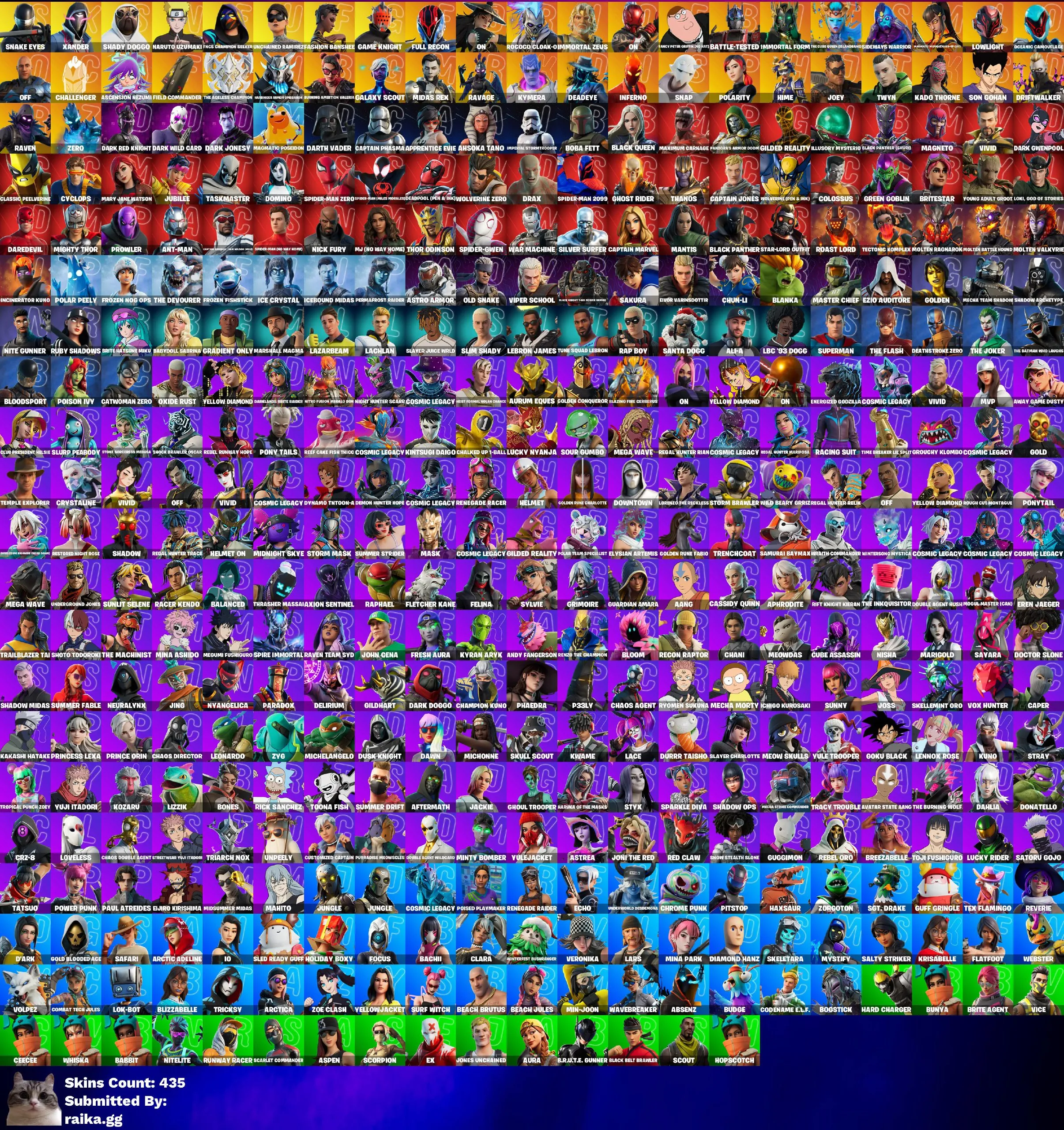 Instant • FN (All Platforms) • 435 skins • Master Chief • Naruto • Balenciaga • FNCS Champion Seeker • Full Access