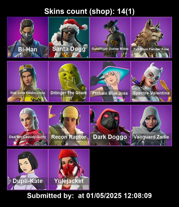 [PC/PS4-5/XBOX] 14 skins | Bi - Han | Santa Dog | Spectre Valentina | Dupli - Kate | Recon Raptor | YuleJacket | Vanguard Zadie | Dark Doggo | Full Email Access