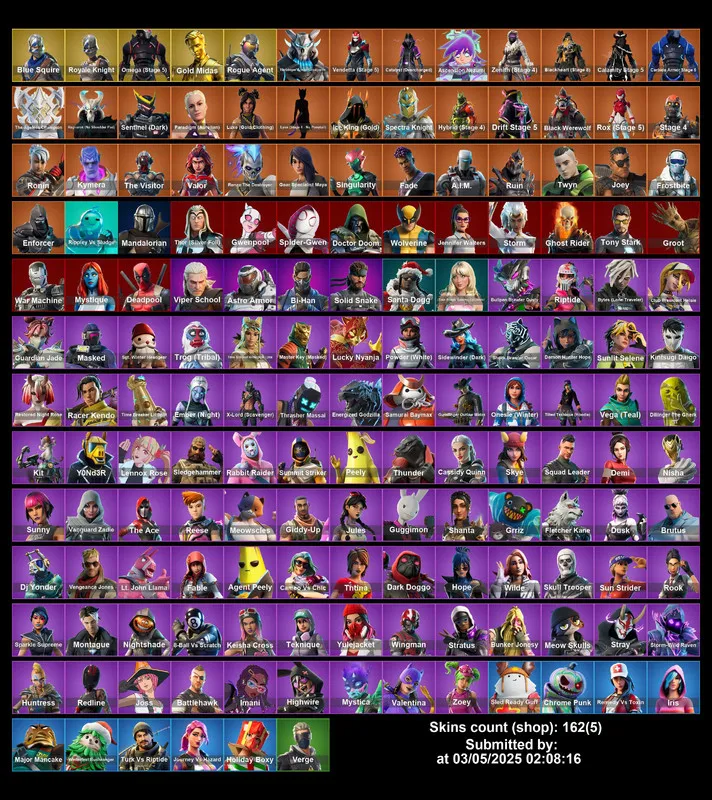  [PC/PS4-5/XBOX] 162 Skins | Royale Knight | Blue Squire | Floss | Omega (Stg.5) | Carbide | Orange Justice | Ghost Rider | Peely | Valentin | Full Email Access
