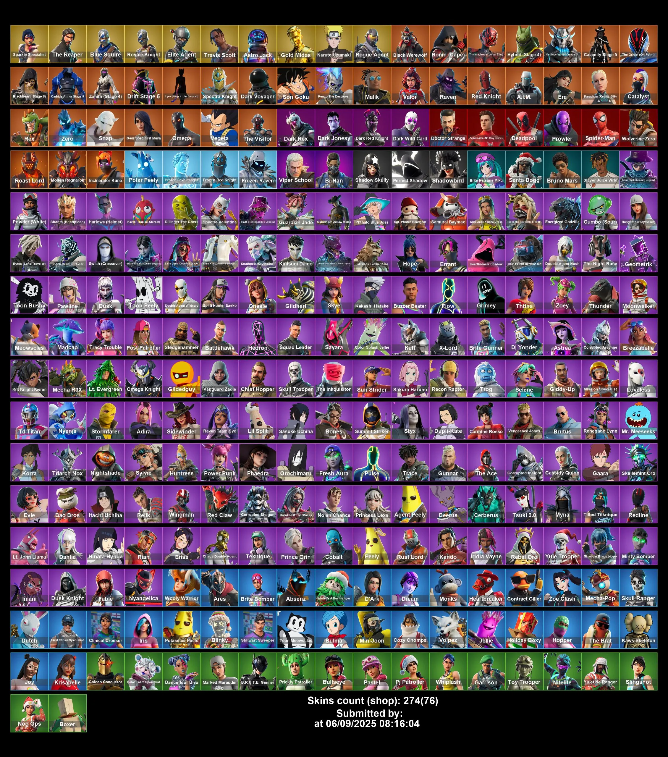 [PC/PS4-5/XBOX] 274 skins | TRAVIS SCOTT | Sparkle Specialist | The Reaper | Blue Squire | Royale Knight | Elite Agent | Astro Jack | Gold Midas | 250 VB | Full Access