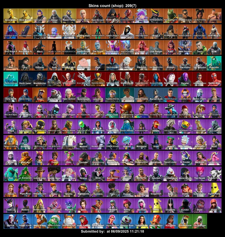[PC/PS4-5/XBOX] 209 skins | Gold Midas | Gold Brutus | Sub Commander | Havoc | Rogue Agent | Paradigm (Aurelian) | Black Werewolf | Ronin (Cape) | 250 VB
