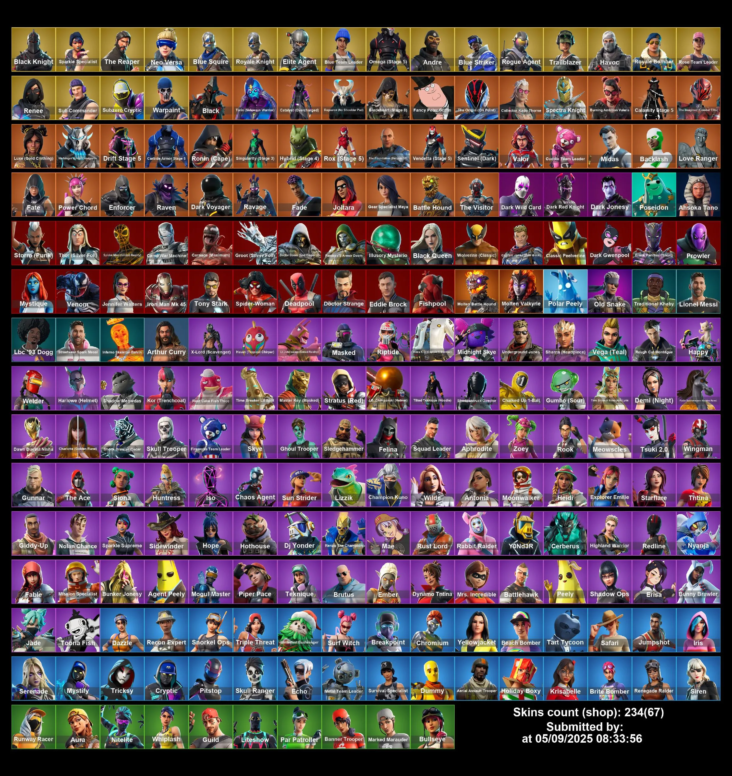 [PC/PS4-5/XBOX] 234 Skins | 5700 VBUCKS | BLACK KNIGHT | Floss | Renegade Raider | Aerial Assault Trooper | Renee | Royale Bomber | Andre | Echo | OG RARE MAINS | Full Access