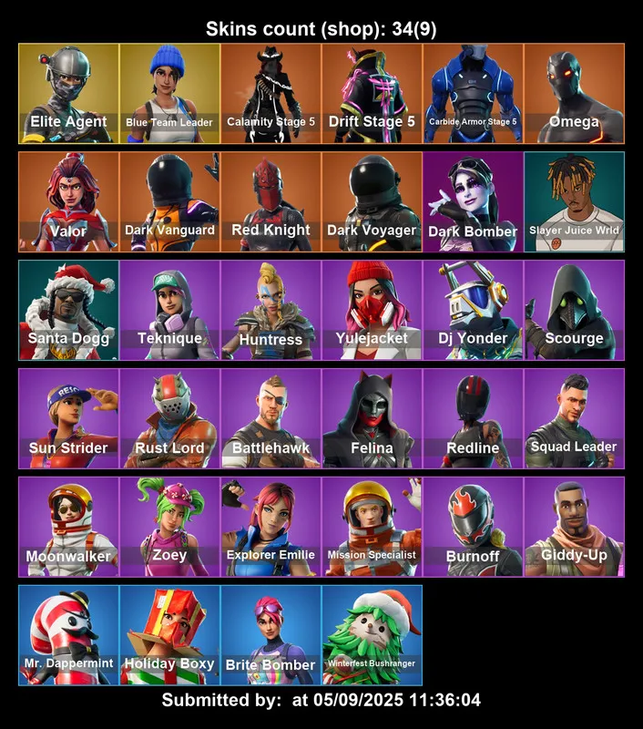 [XBOX/PC] 34 skins | Elite Agent | Blue Team Leader | Calamity Stage 5 | Drift Stage 5 | Carbide Armor Stage 5 | Omega | Valor | Dark Vanguard | 200 VB