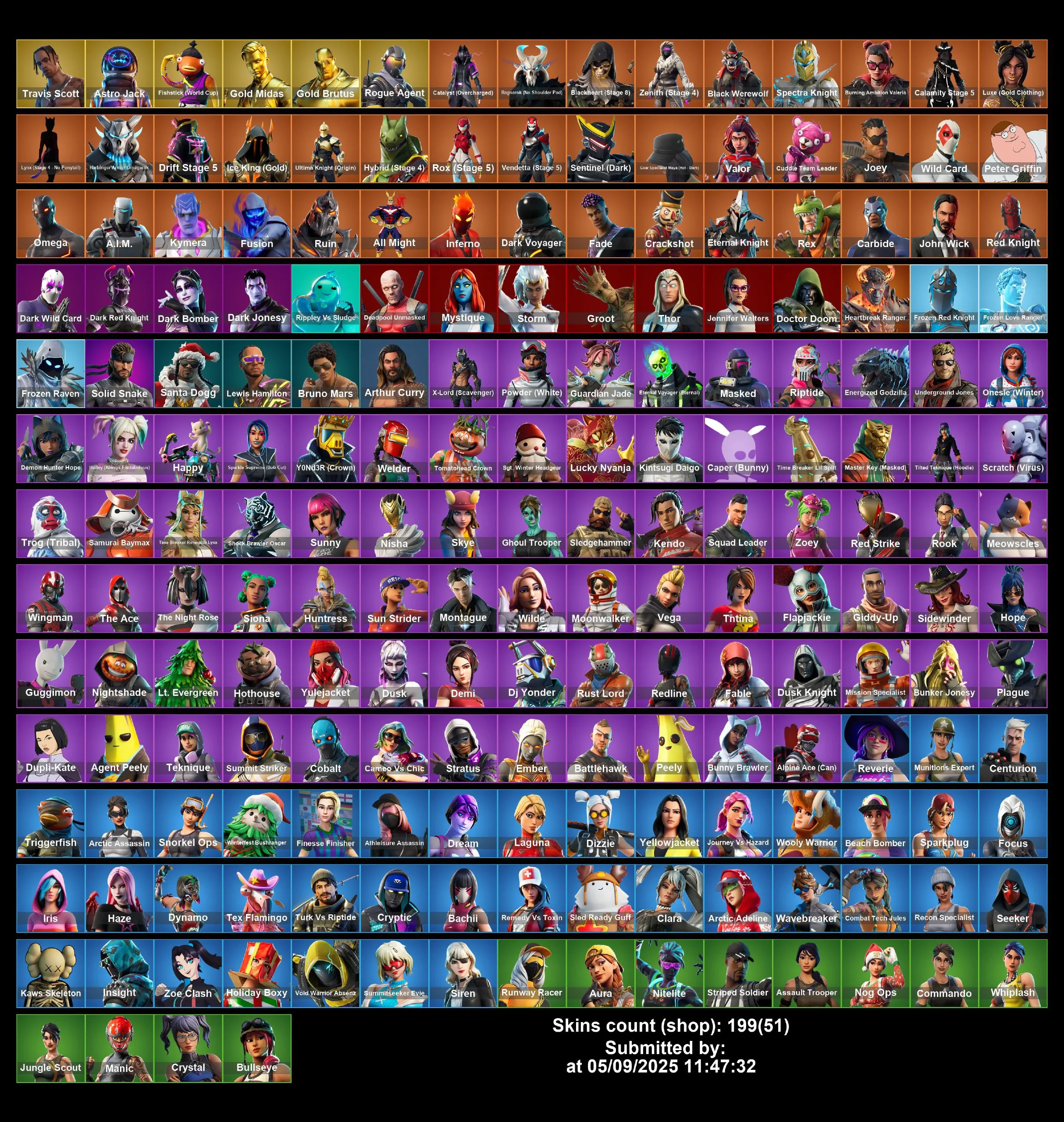 [PC/PS4-5/XBOX] 199 skins | Travis Scott | Astro Jack | Fishstick (World Cup) | Gold Midas | Gold Brutus | Rogue Agent | Catalyst (Overcharged) | 200 VB | Full Access