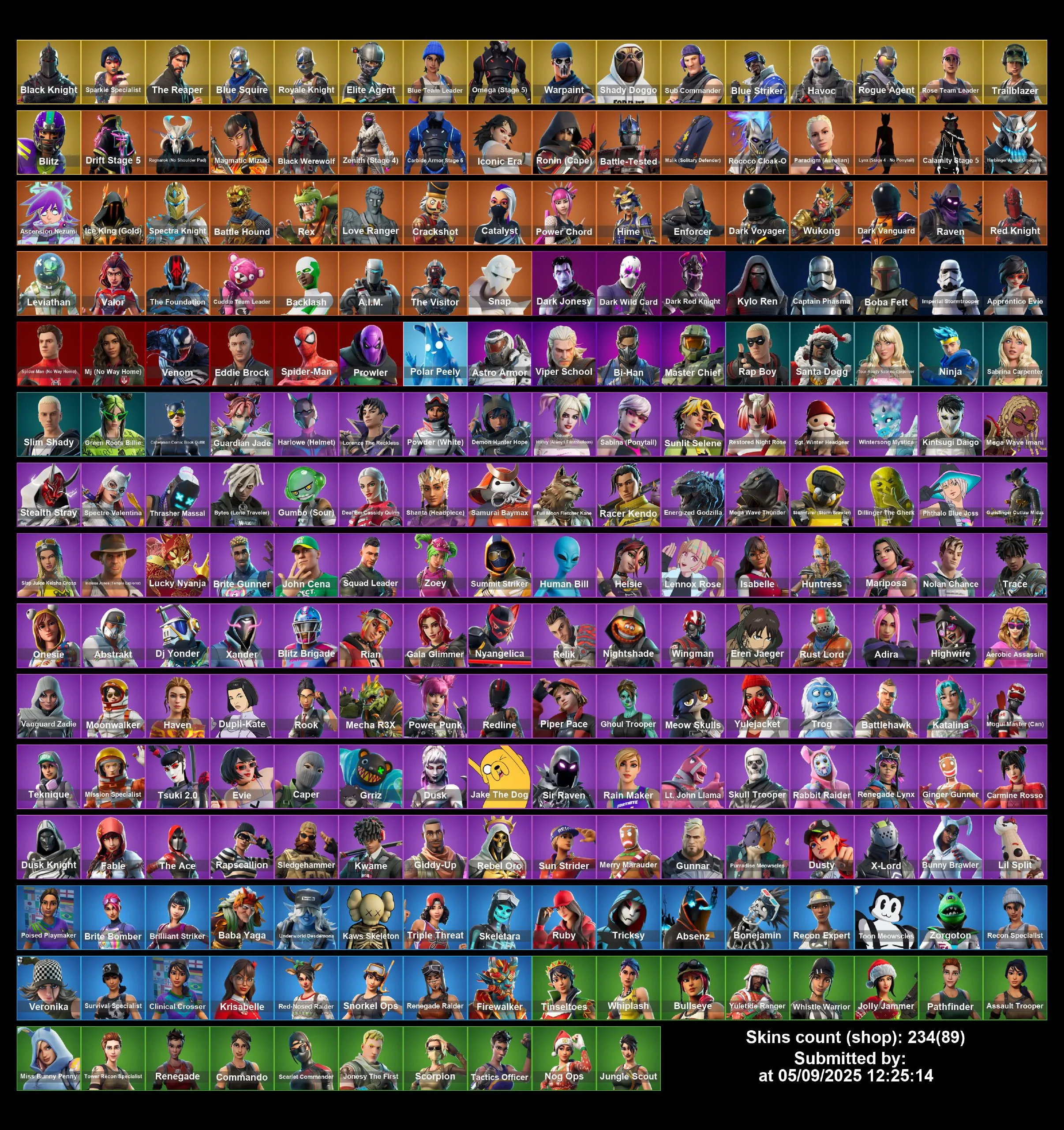 [PC/XBOX] 234 skins | OG STW | Renegade Raider | Black Knight | Sparkle Specialist | The Reaper | Master Chief | Blue Squire | Royale Knight | Elite Agent | 660 VB | Full Access