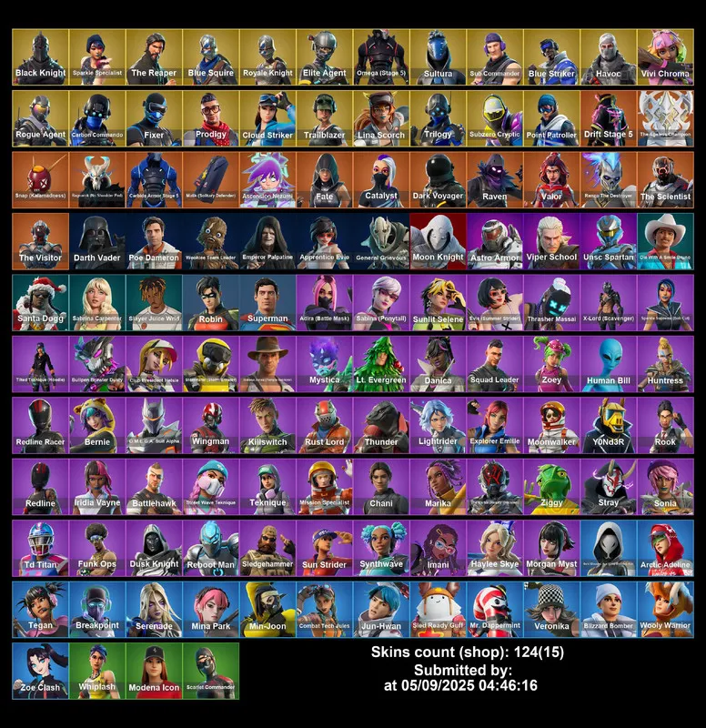 [PC/XBOX] 124 skins | Black Knight | Sparkle Specialist | The Reaper | Blue Squire | Royale Knight | Elite Agent | Omega (stage 5) | Sultura | 0 VB